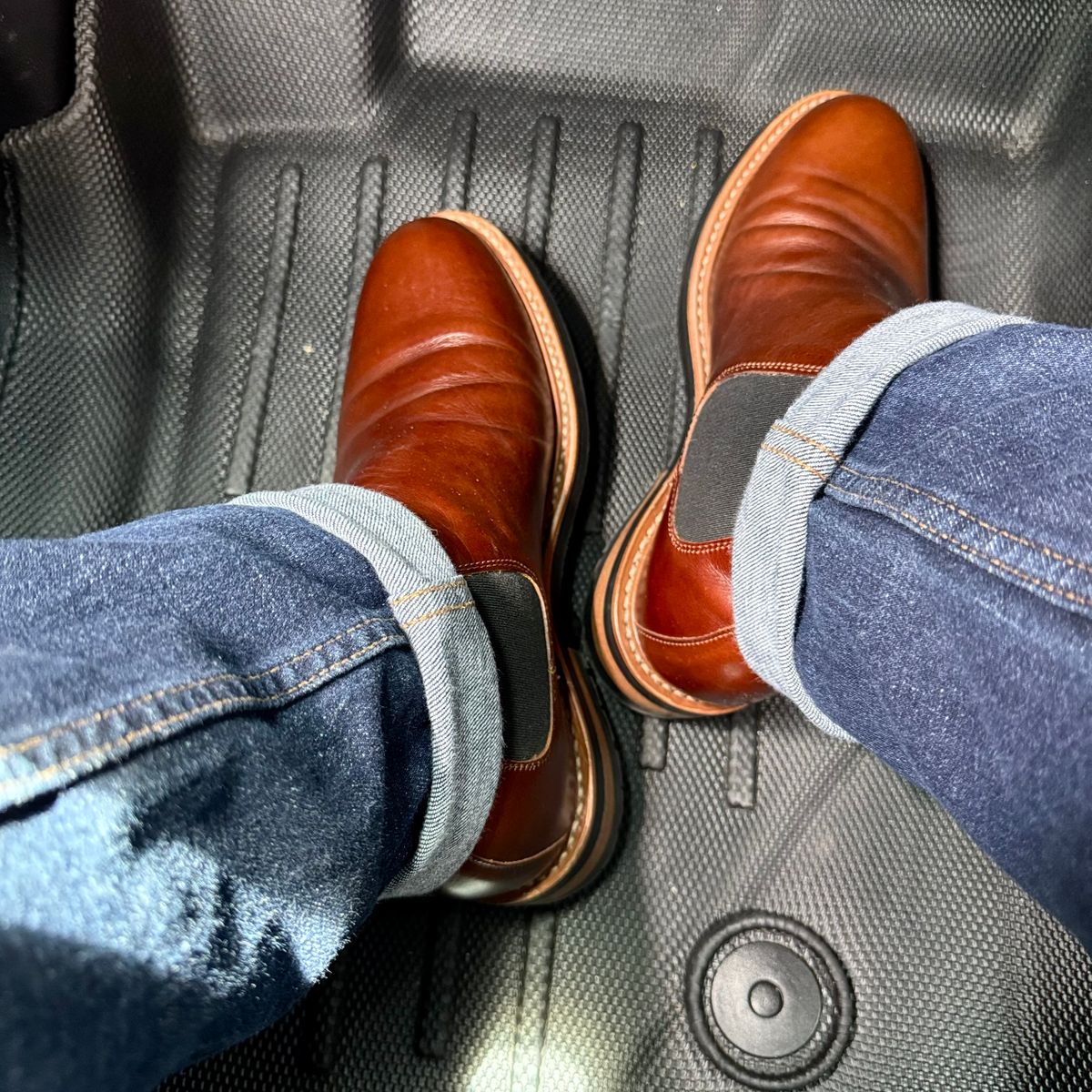 Photo by stinkypatina on September 12, 2025 of the Huckberry Rhodes Cooper Chelsea in Amarello Calf Leather.