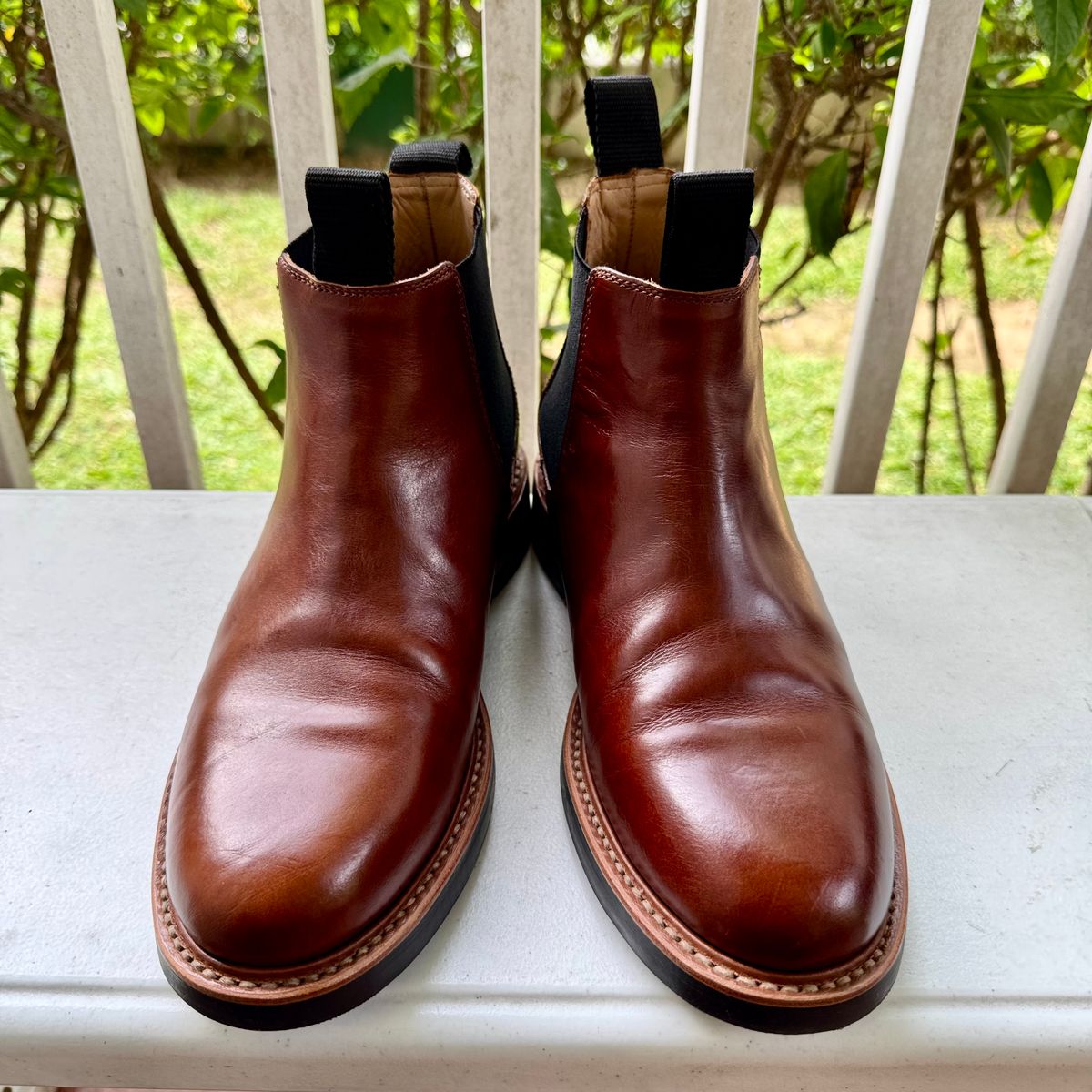 Photo by stinkypatina on August 1, 2025 of the Huckberry Rhodes Cooper Chelsea in Amarello Calf Leather.