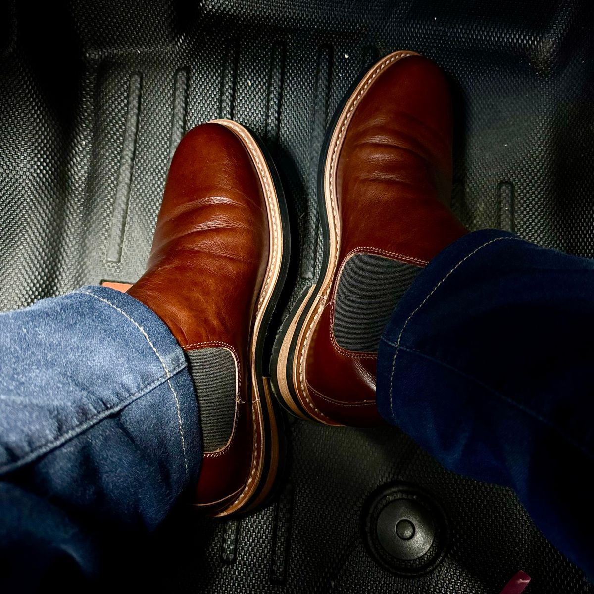 Photo by stinkypatina on August 1, 2025 of the Huckberry Rhodes Cooper Chelsea in Amarello Calf Leather.