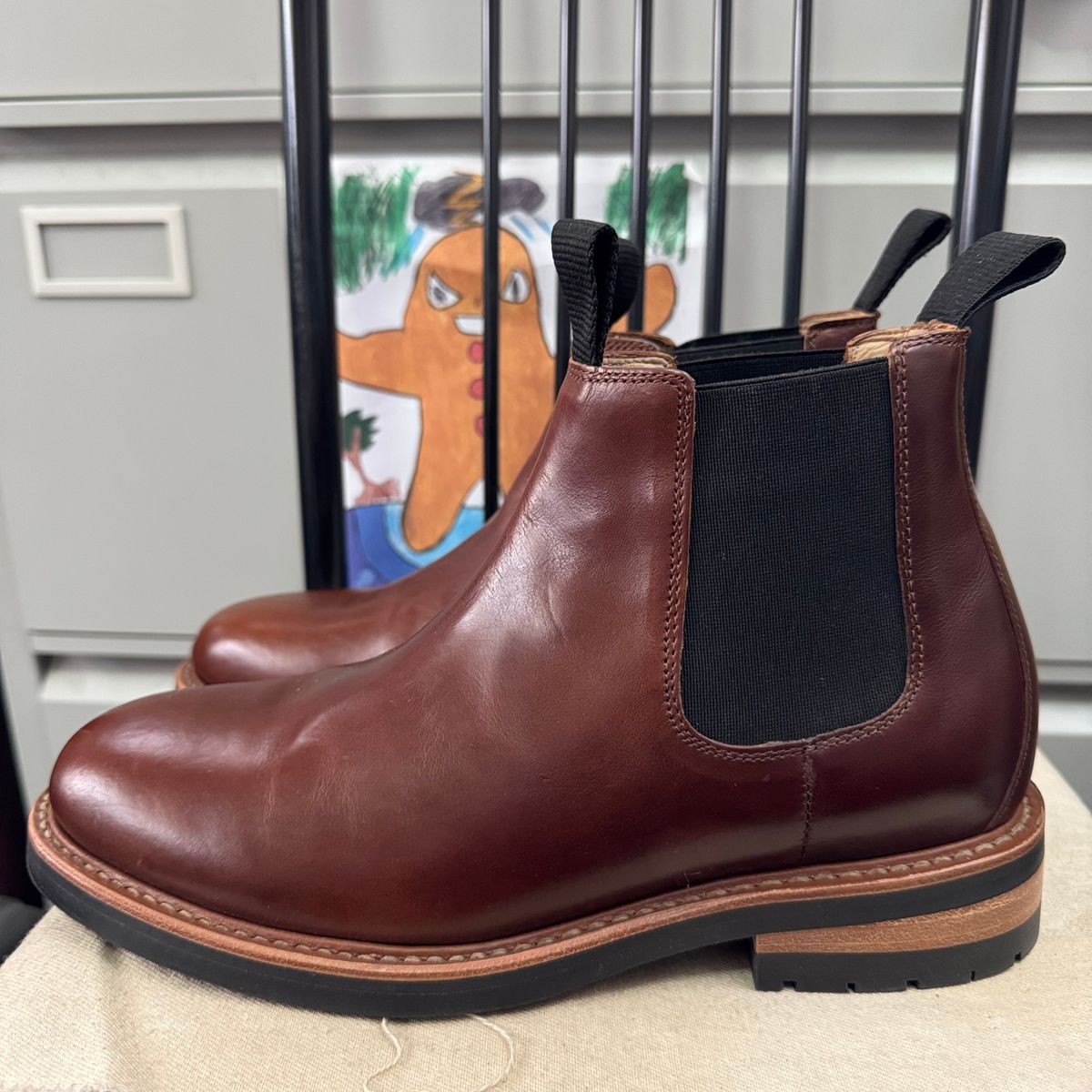 Photo by stinkypatina on July 31, 2025 of the Huckberry Rhodes Cooper Chelsea in Amarello Calf Leather.