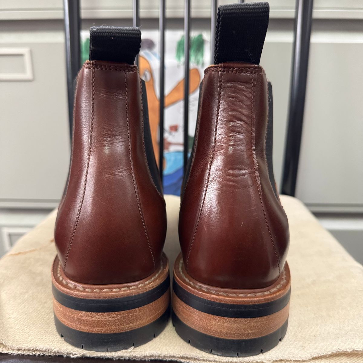 Photo by stinkypatina on July 31, 2025 of the Huckberry Rhodes Cooper Chelsea in Amarello Calf Leather.