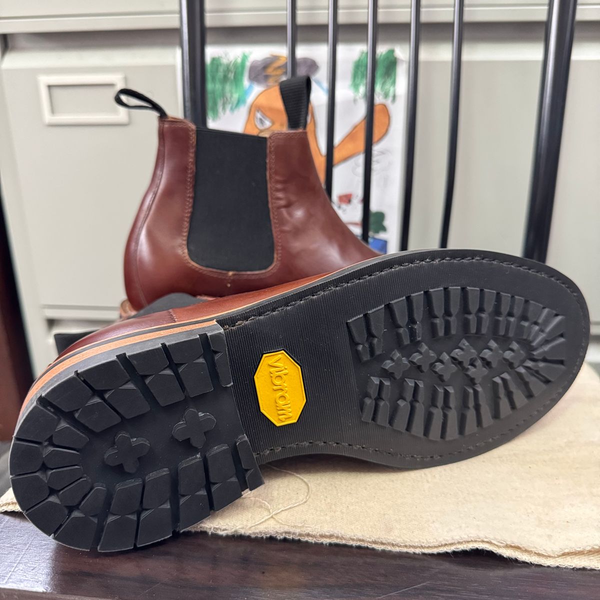 Photo by stinkypatina on July 31, 2025 of the Huckberry Rhodes Cooper Chelsea in Amarello Calf Leather.