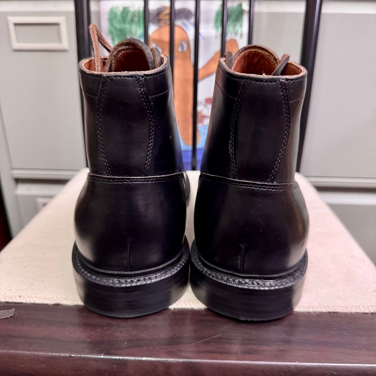 Photo by stinkypatina on November 13, 2025 of the Grant Stone Diesel Boot in Horween Black Chromexcel.