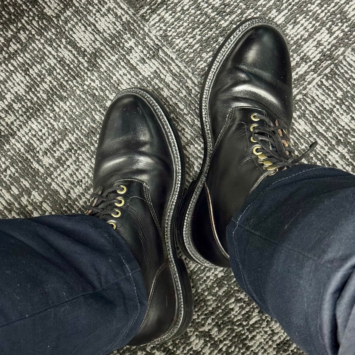 Photo by stinkypatina on November 26, 2025 of the Grant Stone Diesel Boot in Horween Black Chromexcel.