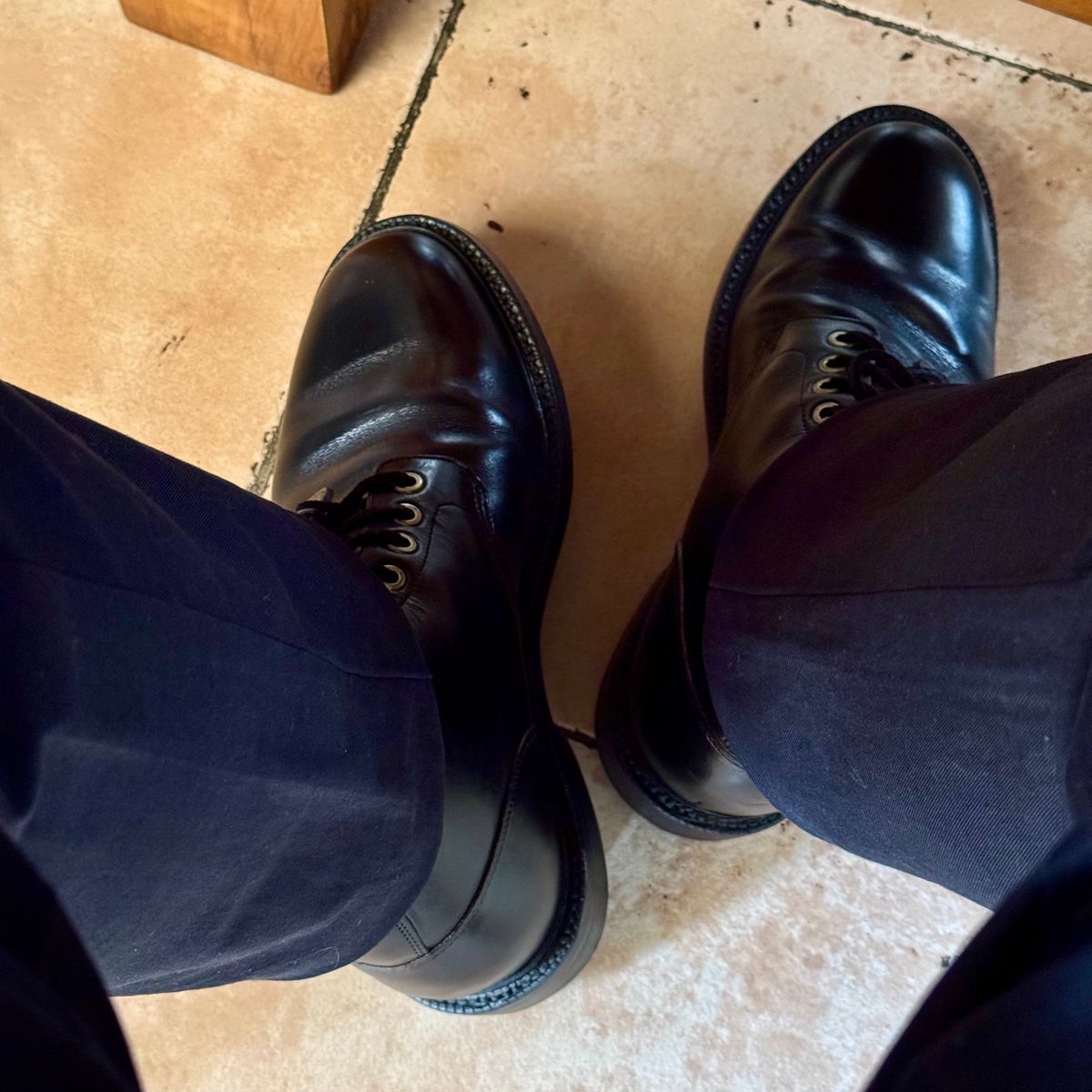 Photo by stinkypatina on November 26, 2025 of the Grant Stone Diesel Boot in Horween Black Chromexcel.