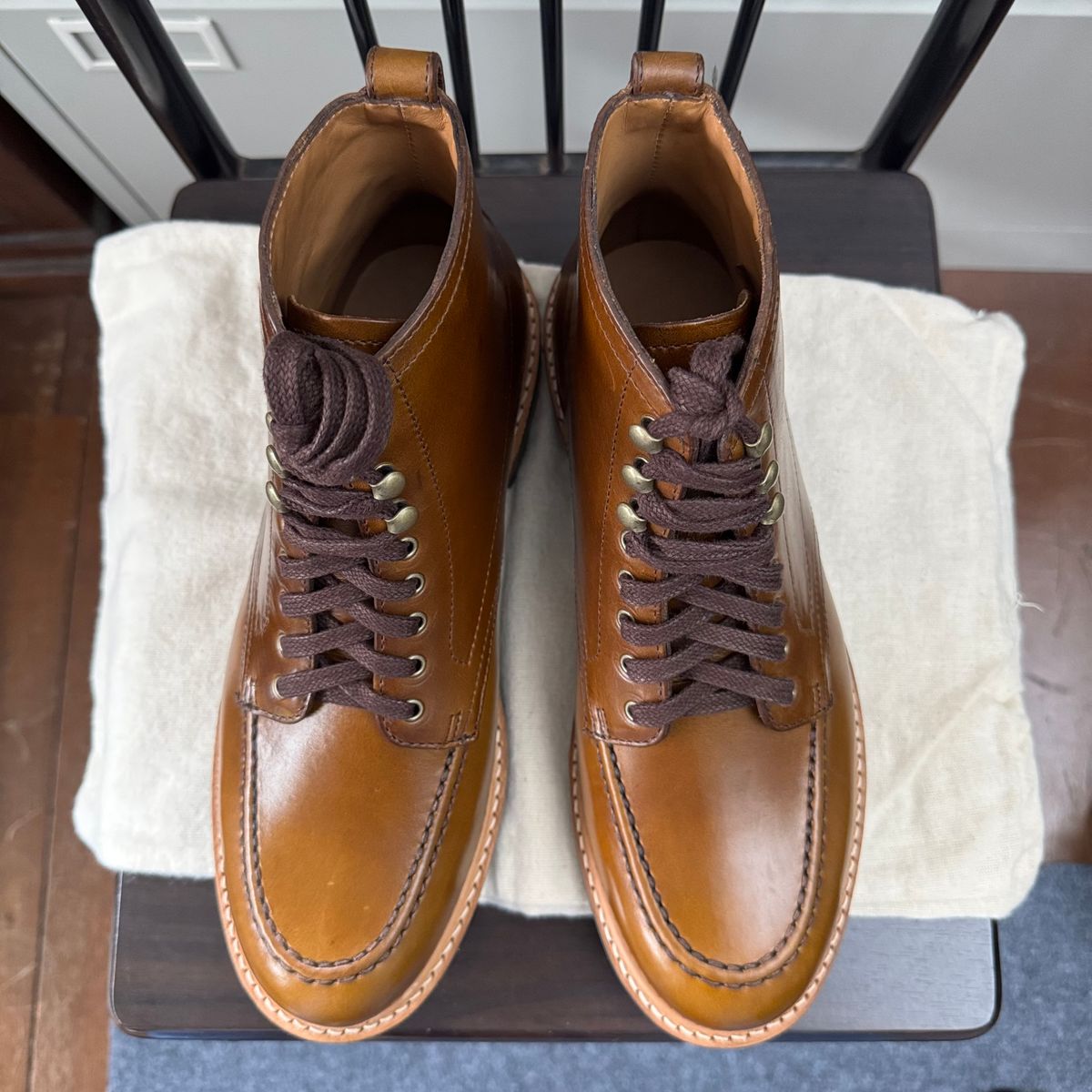 Photo by stinkypatina on August 13, 2025 of the J.Crew Kenton Pacer Boots in Horween Chromexcel.