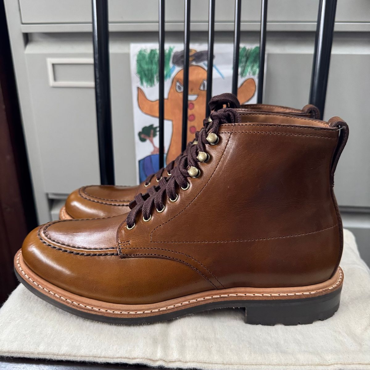Photo by stinkypatina on August 13, 2025 of the J.Crew Kenton Pacer Boots in Horween Chromexcel.