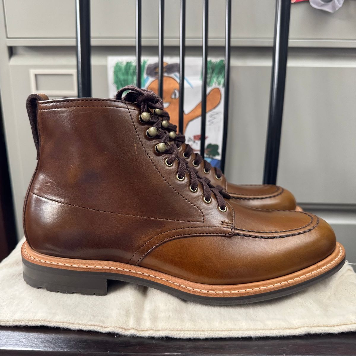 Photo by stinkypatina on August 13, 2025 of the J.Crew Kenton Pacer Boots in Horween Chromexcel.
