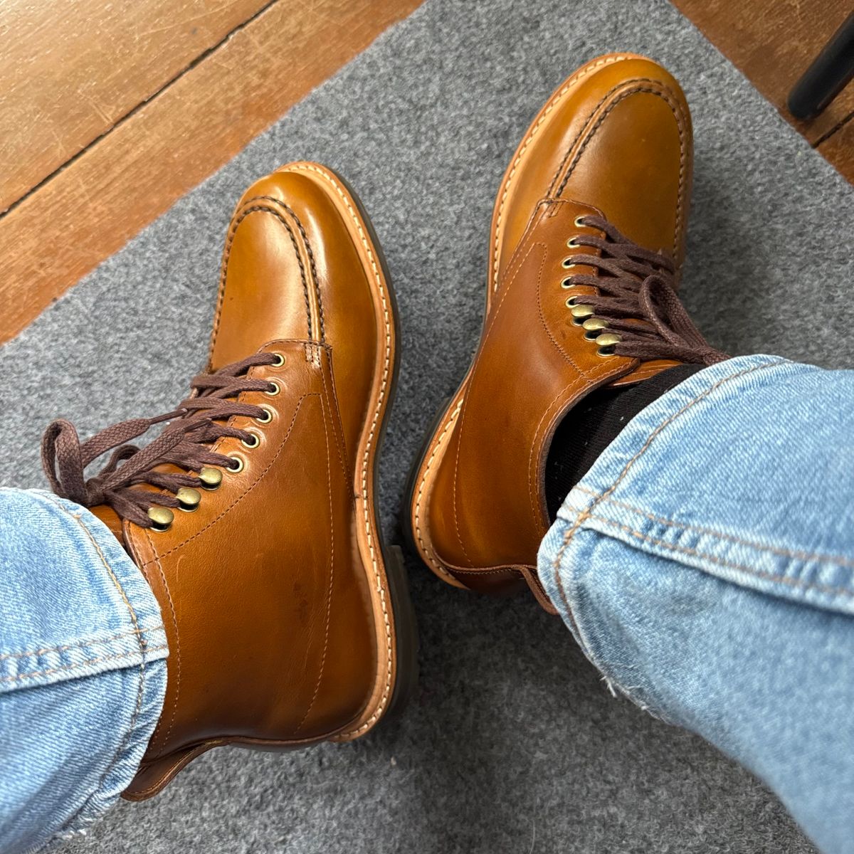 Photo by stinkypatina on August 13, 2025 of the J.Crew Kenton Pacer Boots in Horween Aniline Chromexcel.