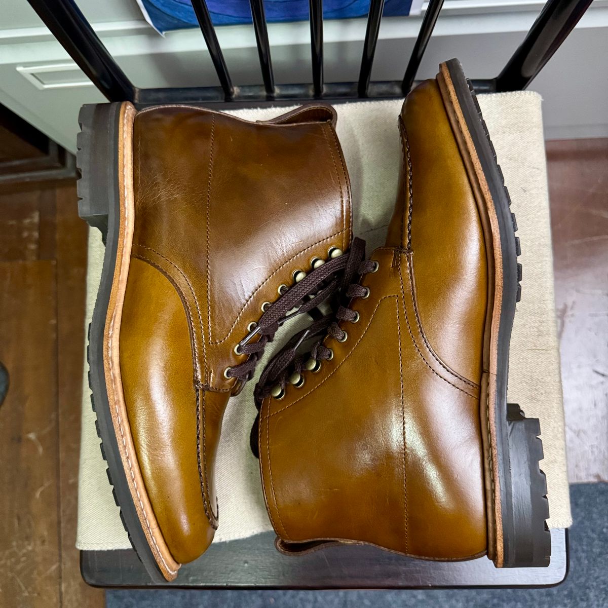 Photo by stinkypatina on August 27, 2025 of the J.Crew Kenton Pacer Boots in Horween Chromexcel.