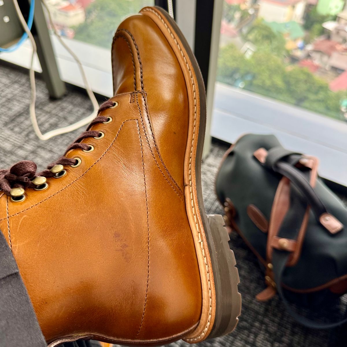 Photo by stinkypatina on August 27, 2025 of the J.Crew Kenton Pacer Boots in Horween Chromexcel.