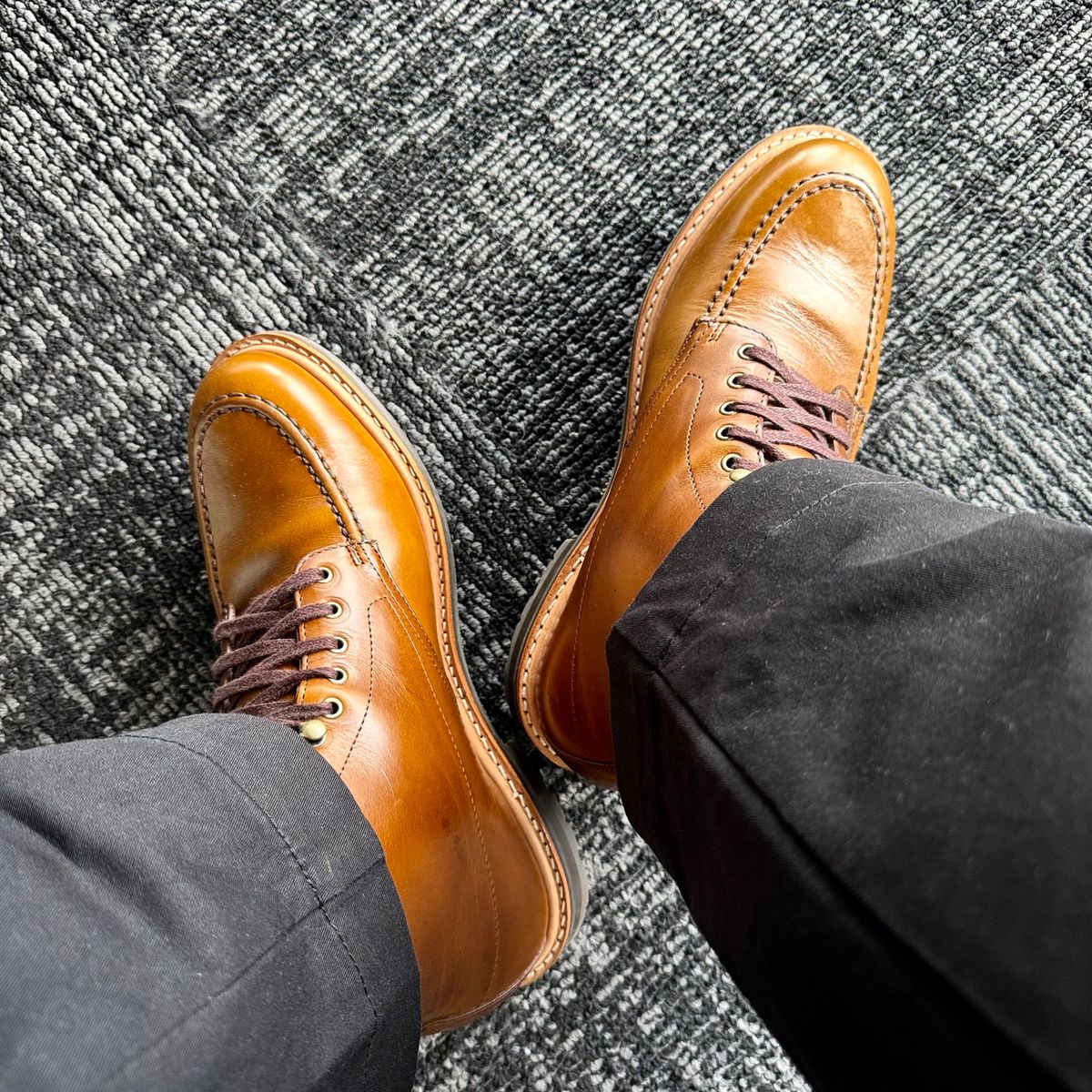 Photo by stinkypatina on August 27, 2025 of the J.Crew Kenton Pacer Boots in Horween Chromexcel.