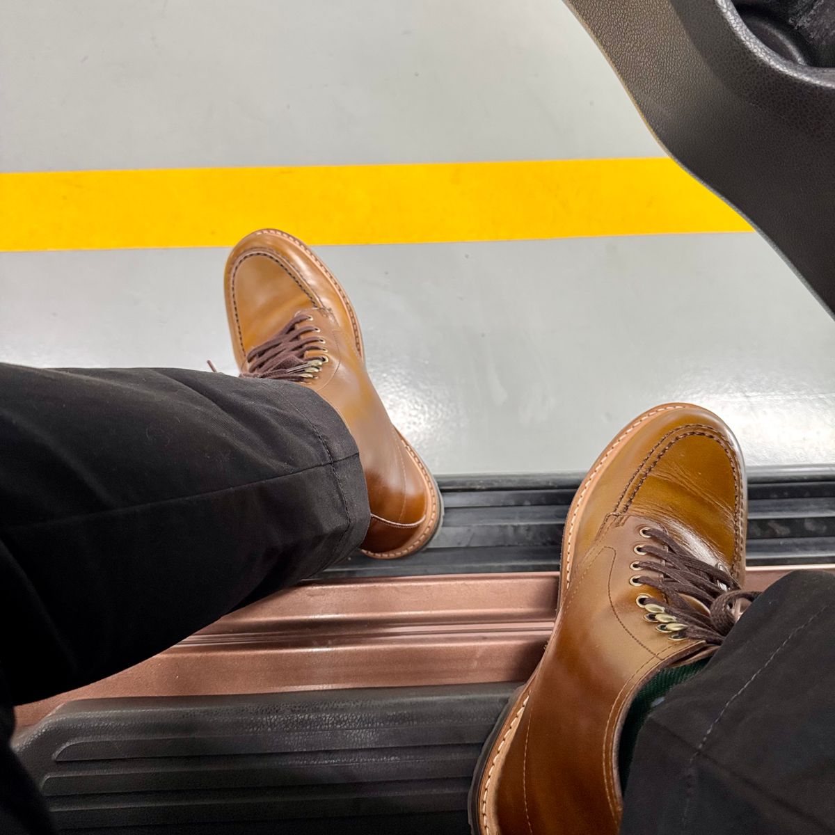 Photo by stinkypatina on August 27, 2025 of the J.Crew Kenton Pacer Boots in Horween Chromexcel.