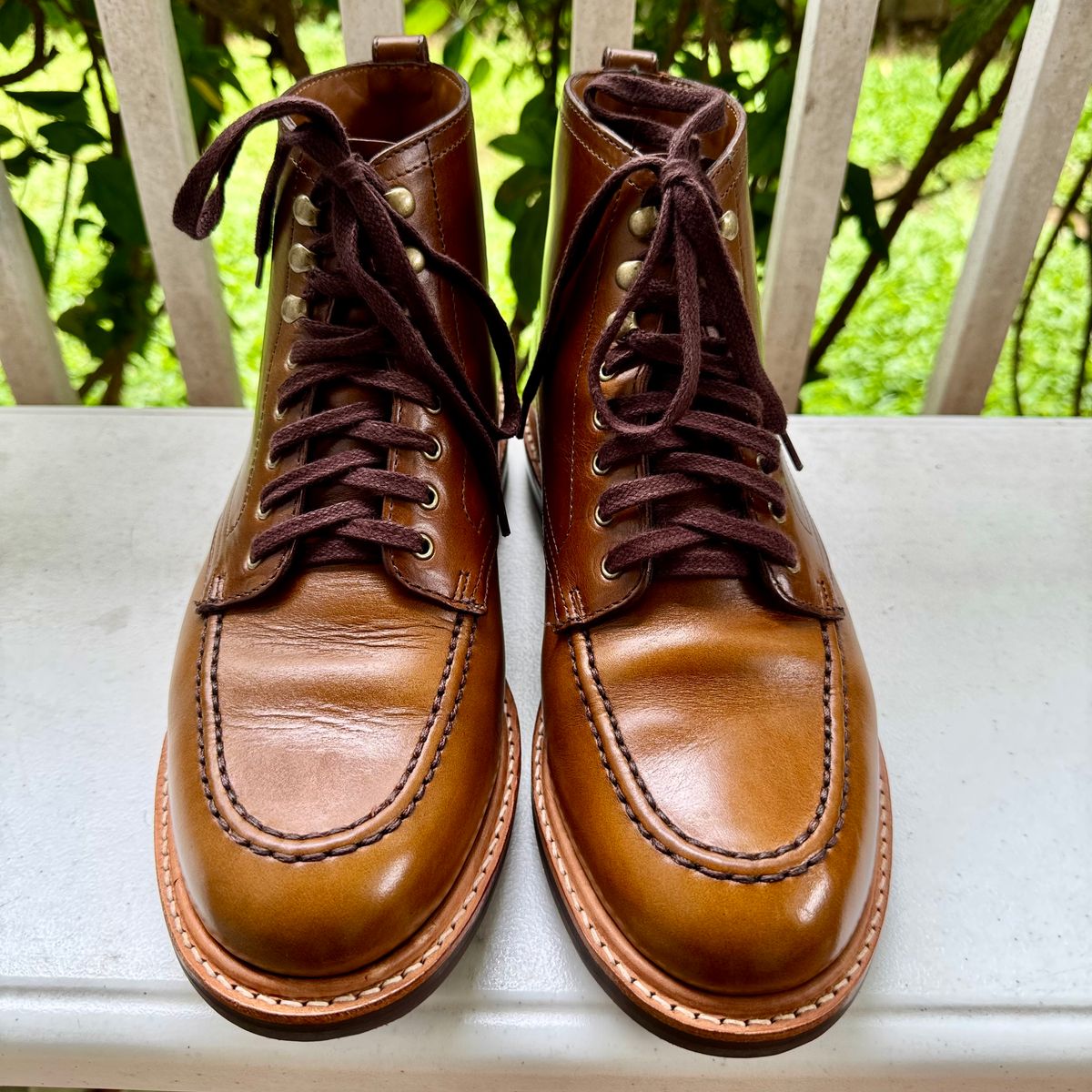 Photo by stinkypatina on October 13, 2025 of the J.Crew Kenton Pacer Boots in Horween Chromexcel.