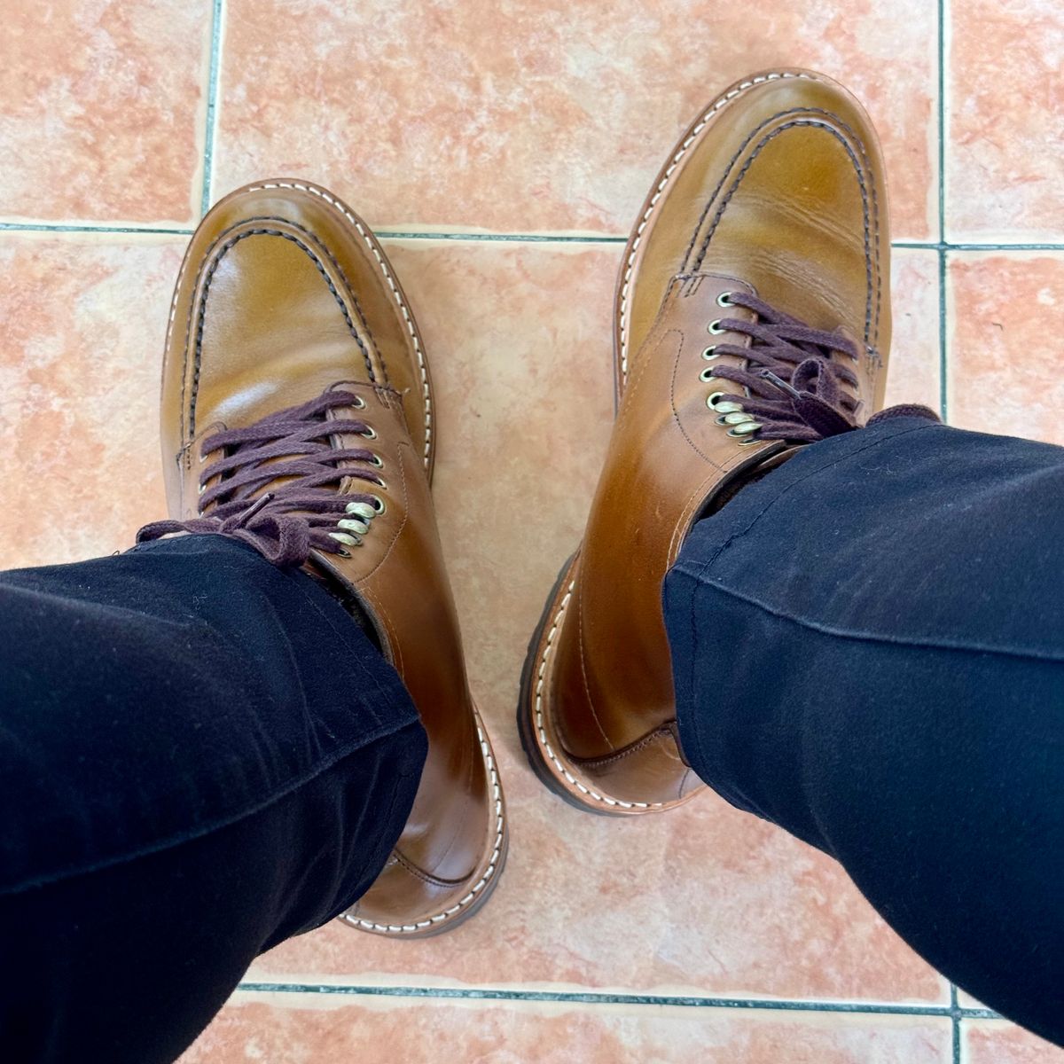 Photo by stinkypatina on October 13, 2025 of the J.Crew Kenton Pacer Boots in Horween Chromexcel.