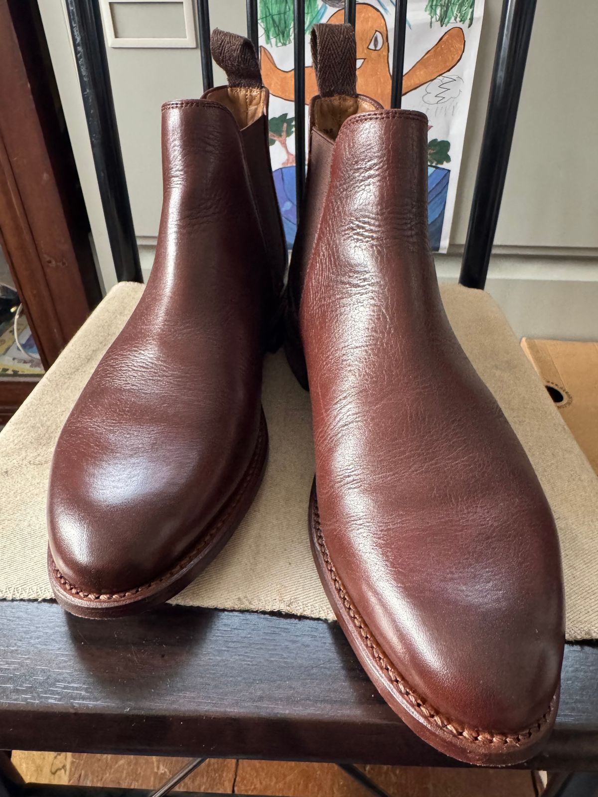 Photo by stinkypatina on July 10, 2025 of the Herring Chelsea Ipswich II in Dark Brown Calf.