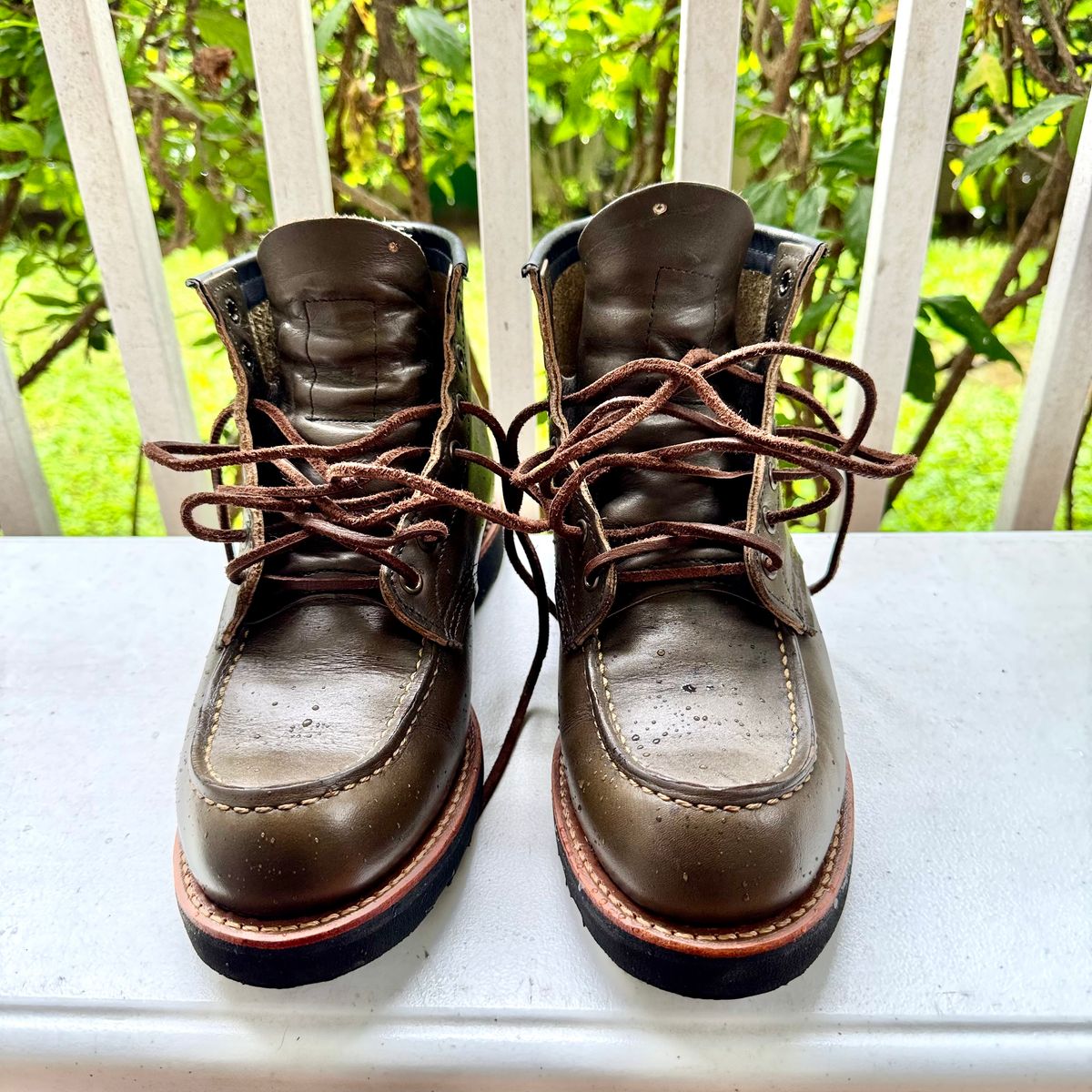 Photo by stinkypatina on July 24, 2025 of the Red Wing 6-Inch Classic Moc in S.B. Foot Alpine Portage.