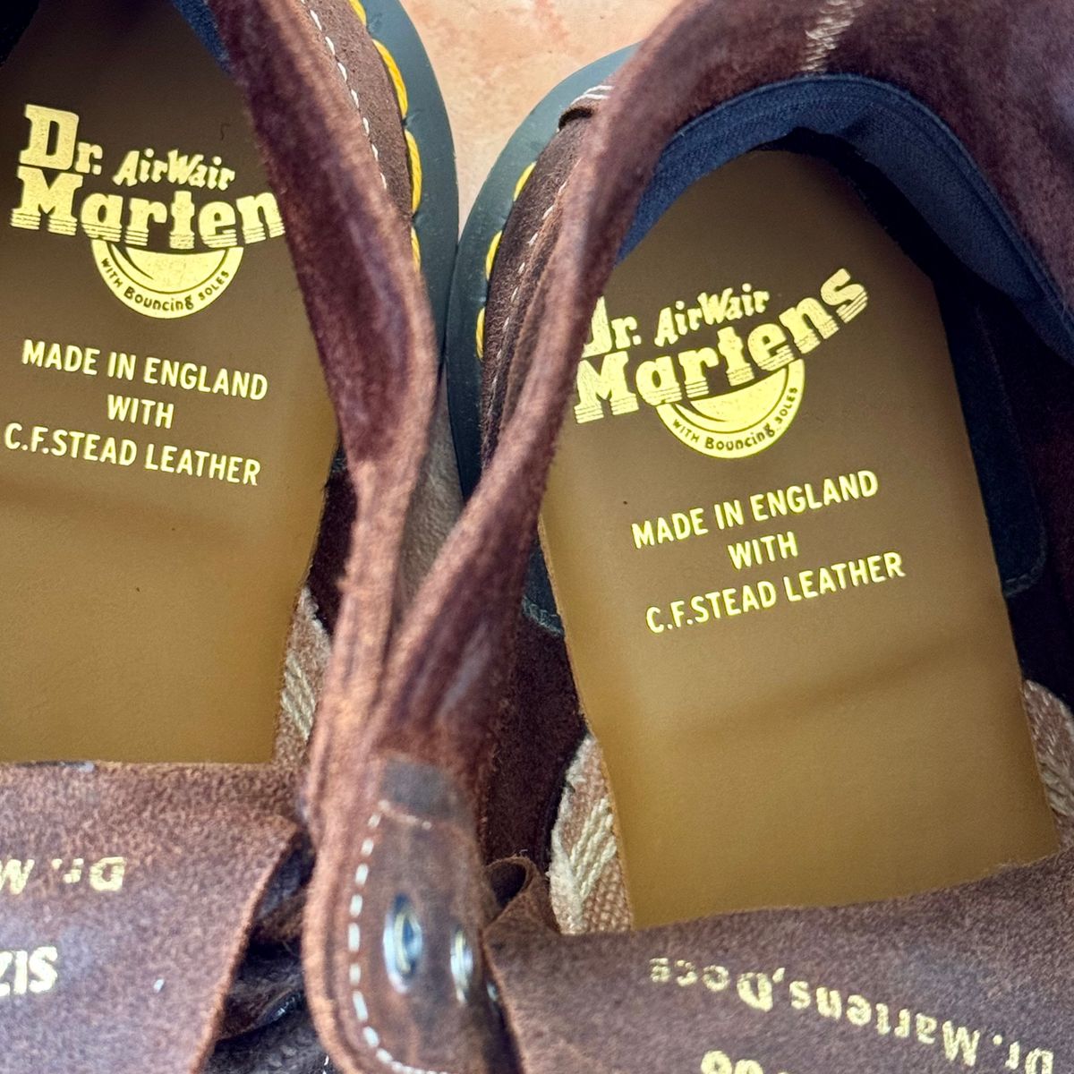 Photo by stinkypatina on March 21, 2026 of the Dr. Martens 1460 Pascal Made In England in C.F. Stead Rustic Brown Wax Commander.