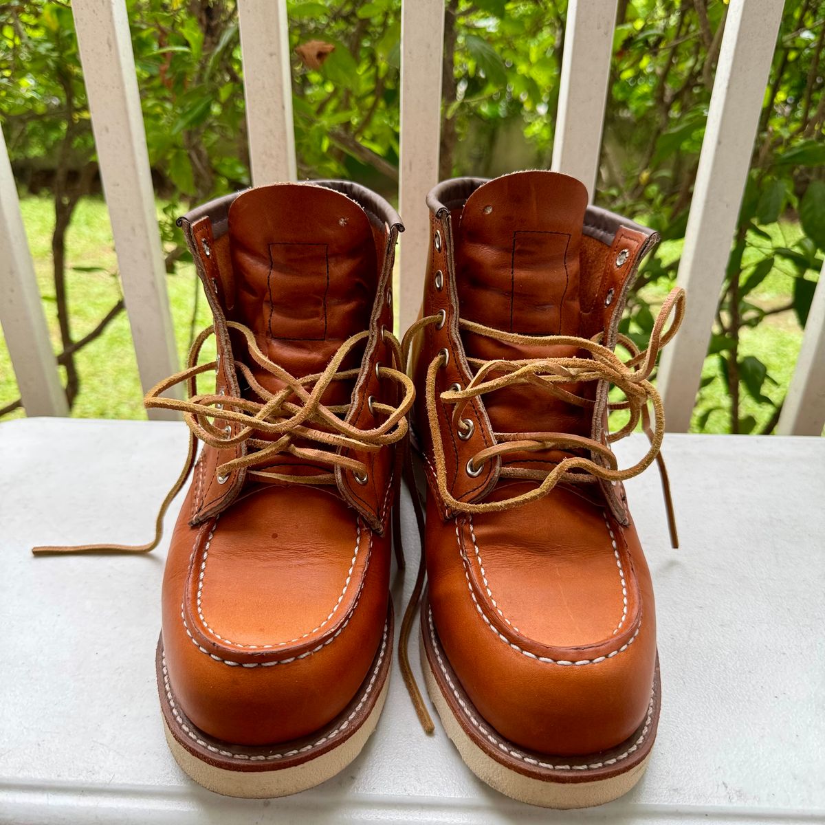 Photo by stinkypatina on July 17, 2025 of the Red Wing 6-Inch Classic Moc in S.B. Foot Oro Legacy.