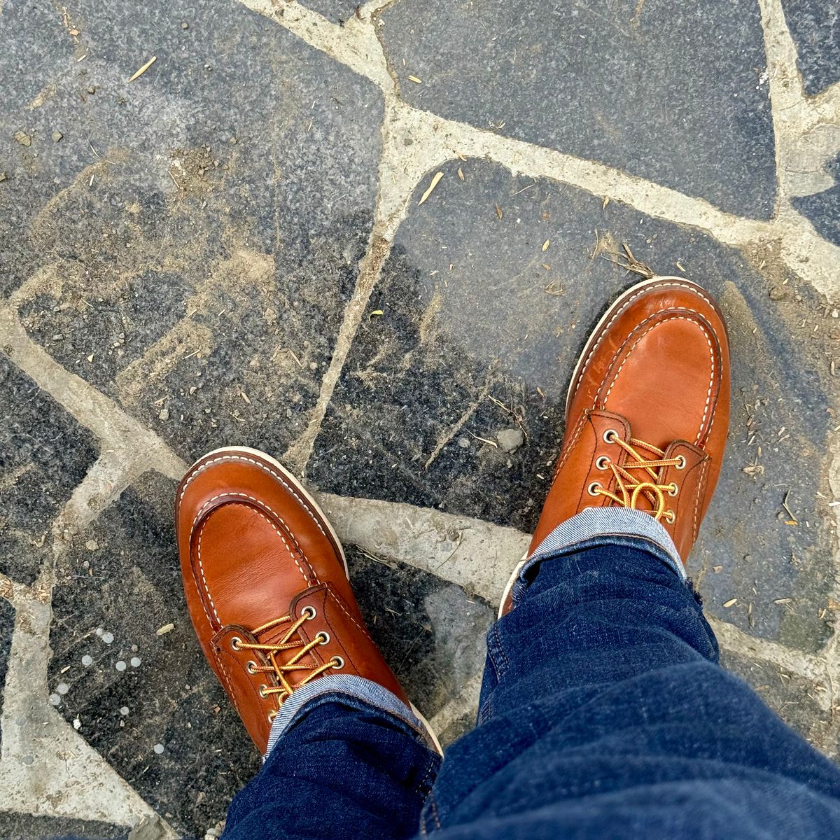 Photo by stinkypatina on May 1, 2026 of the Red Wing 6-Inch Classic Moc in S.B. Foot Oro Legacy.