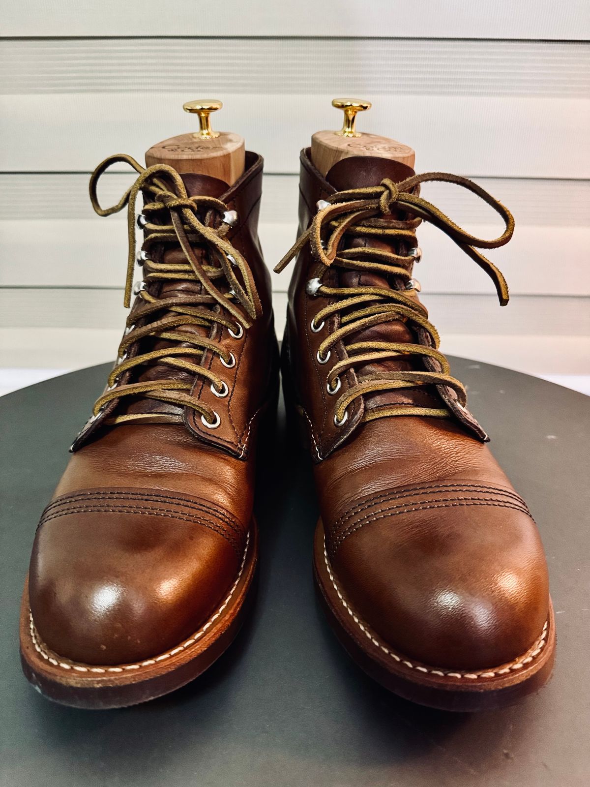 Photo by mrstinkyface13 on July 19, 2024 of the Red Wing Iron Ranger in S.B. Foot Amber Harness.