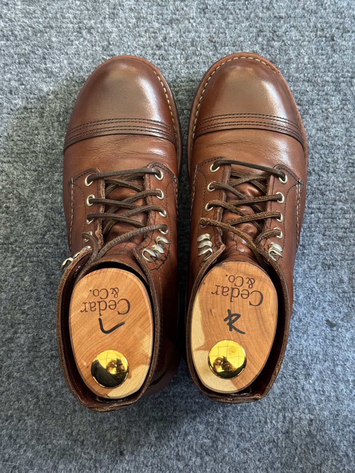 Photo by stinkypatina on July 13, 2025 of the Red Wing Iron Ranger in S.B. Foot Amber Harness.