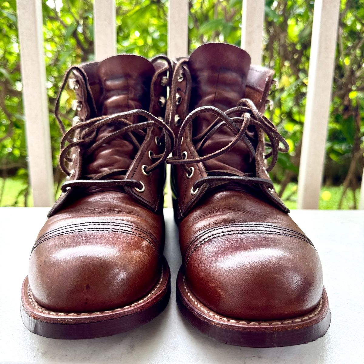 Photo by stinkypatina on July 25, 2025 of the Red Wing Iron Ranger in S.B. Foot Amber Harness.