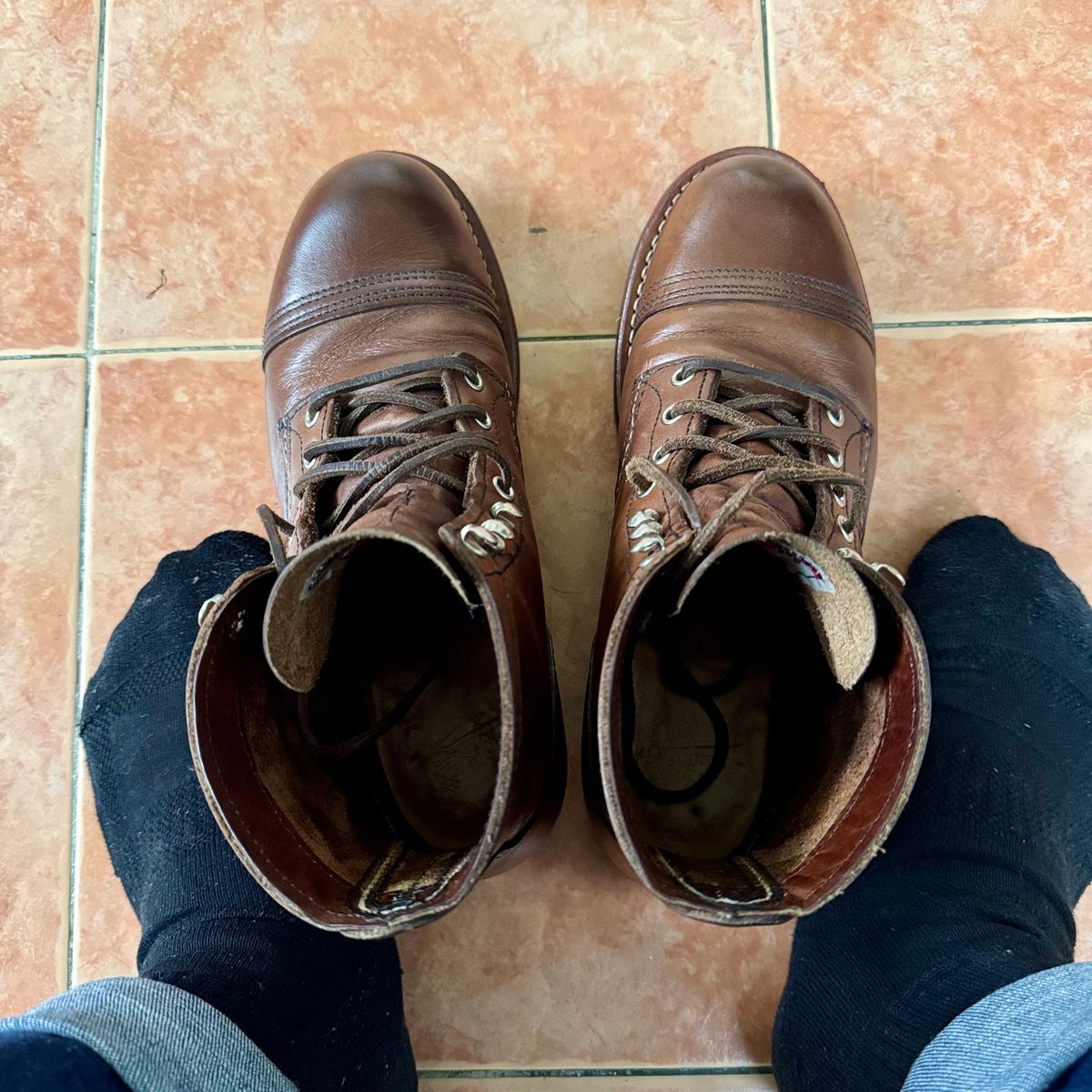 Photo by stinkypatina on September 8, 2025 of the Red Wing Iron Ranger in S.B. Foot Amber Harness.