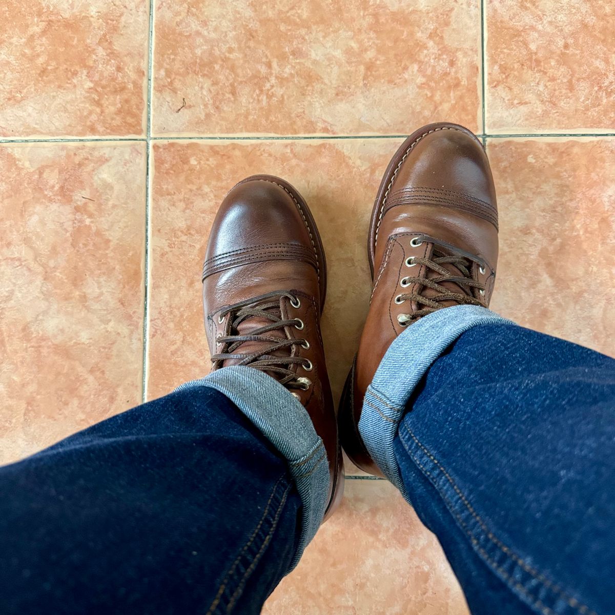 Photo by stinkypatina on September 8, 2025 of the Red Wing Iron Ranger in S.B. Foot Amber Harness.