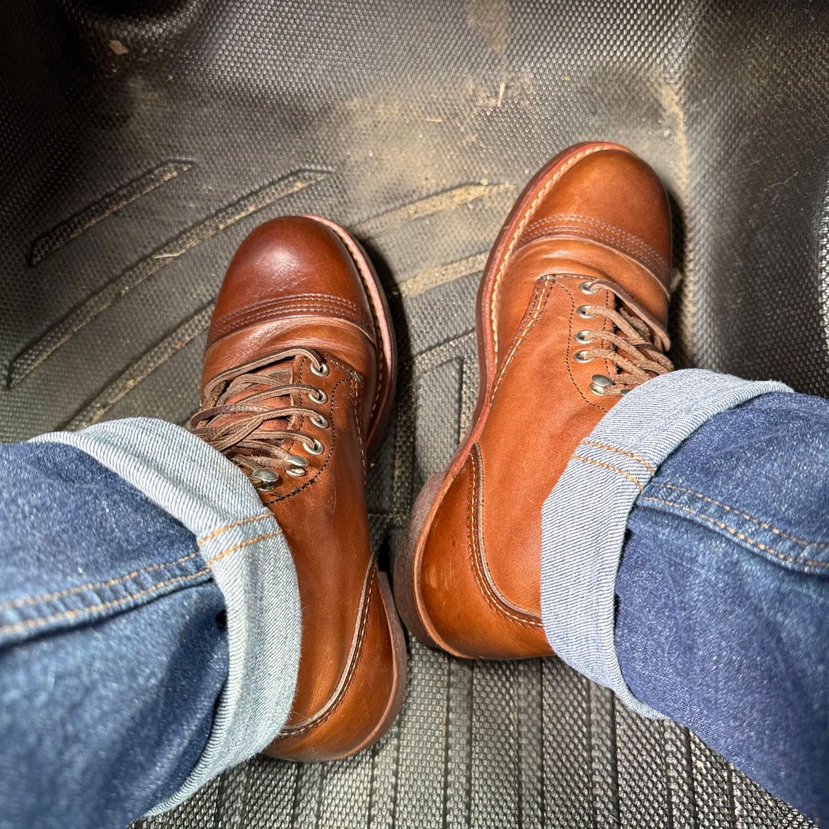 Photo by stinkypatina on September 8, 2025 of the Red Wing Iron Ranger in S.B. Foot Amber Harness.