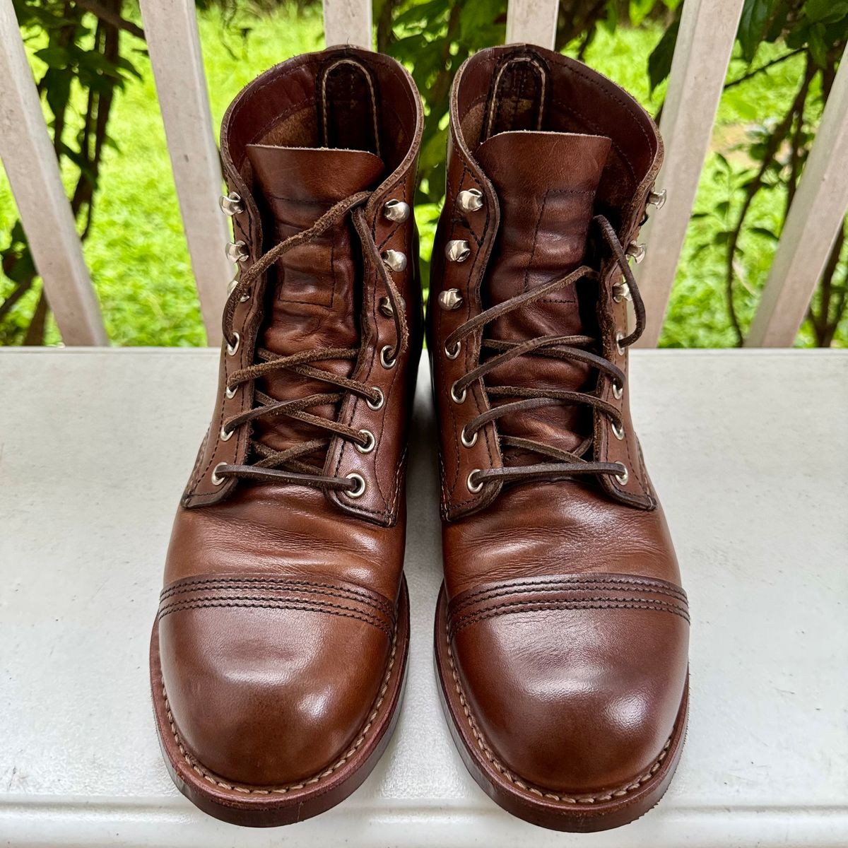 Photo by stinkypatina on September 8, 2025 of the Red Wing Iron Ranger in S.B. Foot Amber Harness.