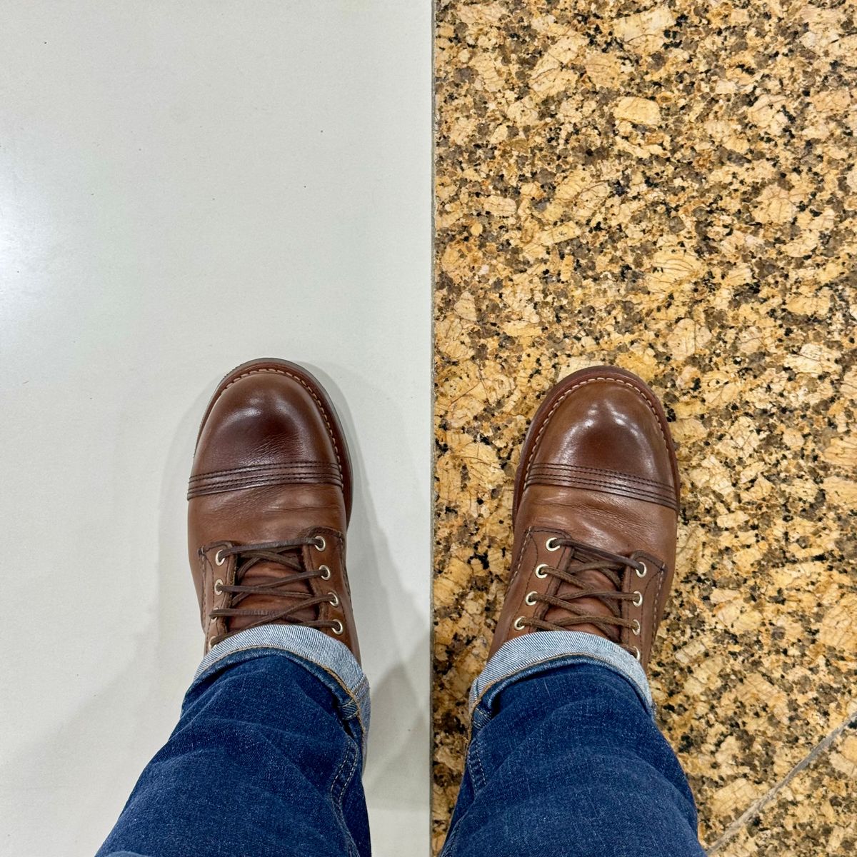 Photo by stinkypatina on December 1, 2025 of the Red Wing Iron Ranger in S.B. Foot Amber Harness.