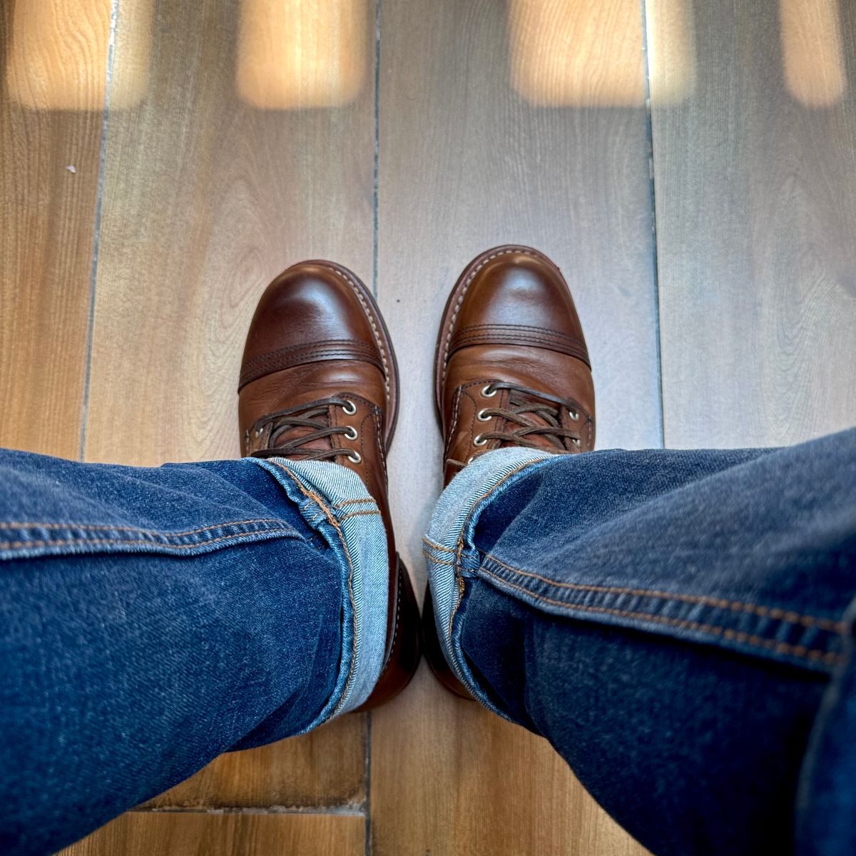 Photo by stinkypatina on May 17, 2026 of the Red Wing Iron Ranger in S.B. Foot Amber Harness.