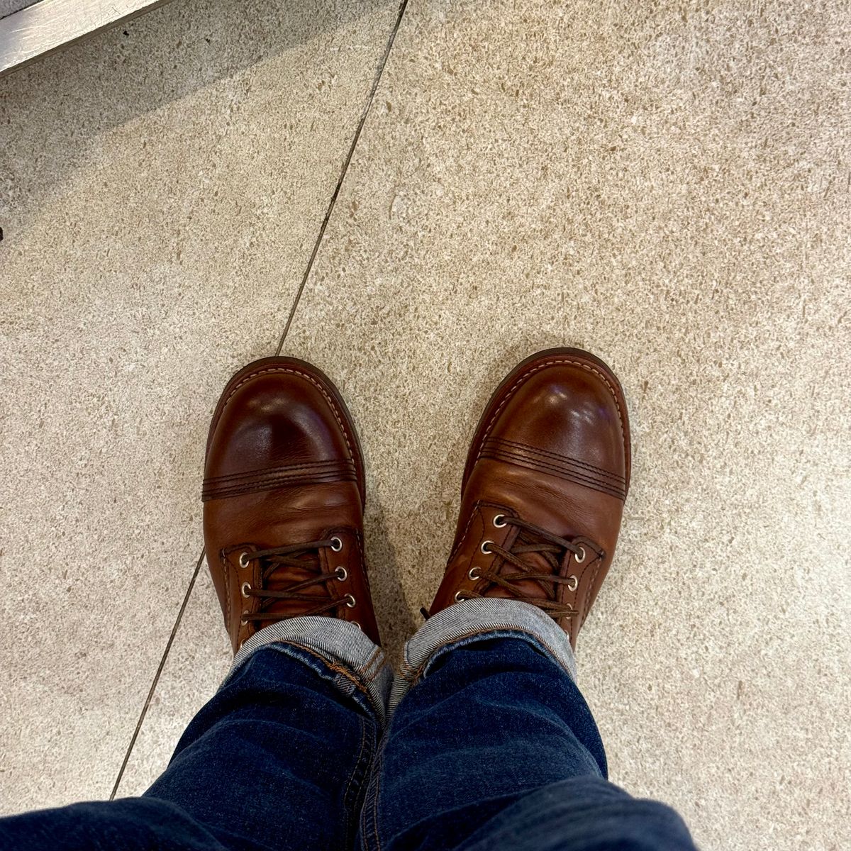 Photo by stinkypatina on May 16, 2026 of the Red Wing Iron Ranger in S.B. Foot Amber Harness.