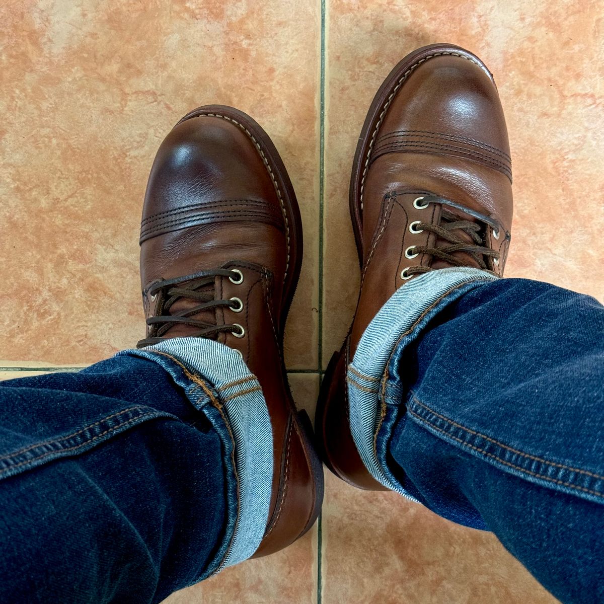 Photo by stinkypatina on May 16, 2026 of the Red Wing Iron Ranger in S.B. Foot Amber Harness.