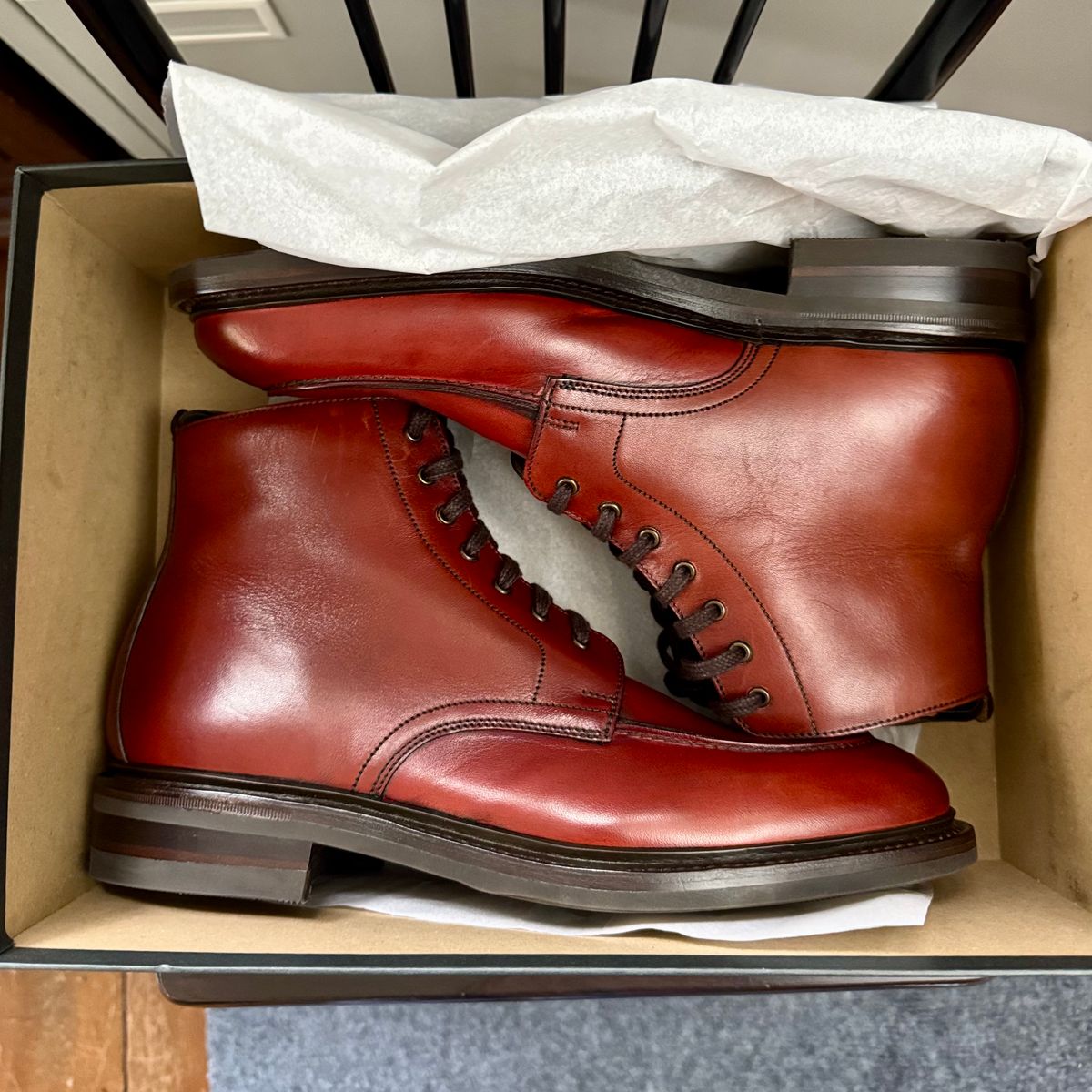 Photo by stinkypatina on August 25, 2025 of the Loake Gisbourne in Seared Mahogany Calf.