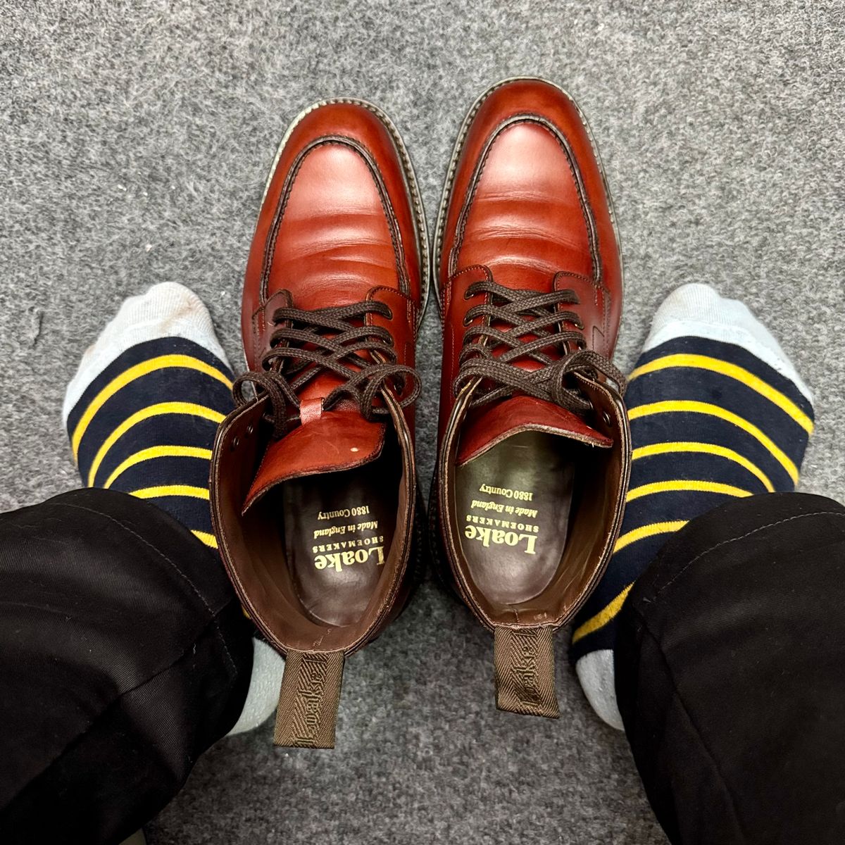 Photo by stinkypatina on December 3, 2025 of the Loake Gisbourne in Seared Mahogany Calf.