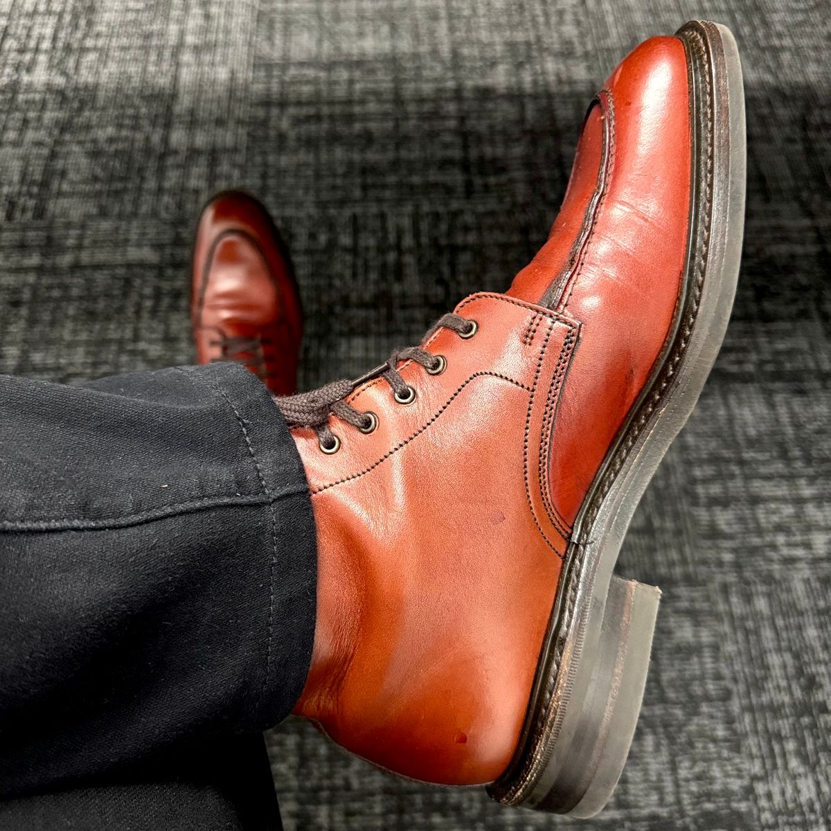 Photo by stinkypatina on April 28, 2026 of the Loake Gisbourne in Seared Mahogany Calf.