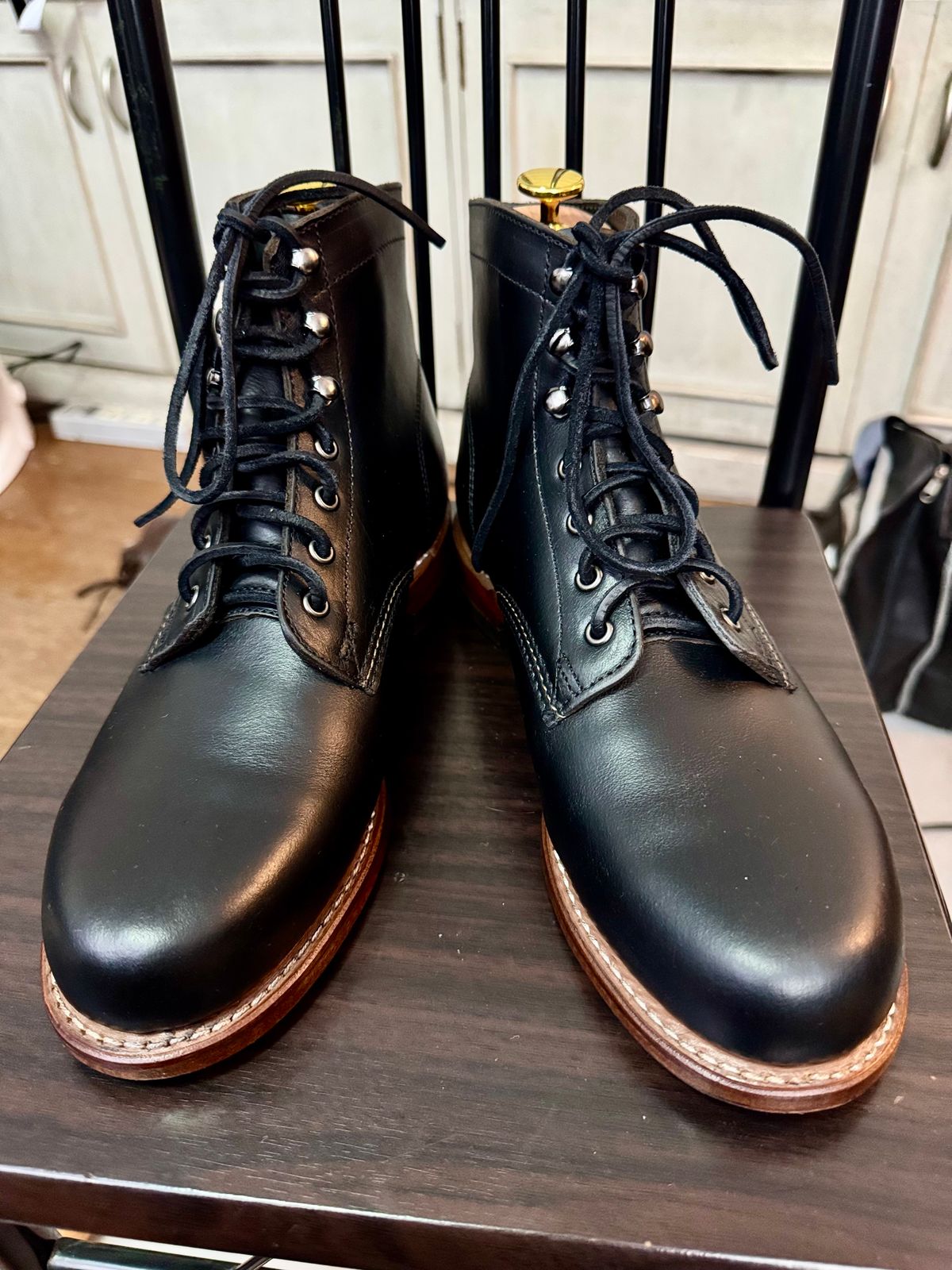 Photo by mrstinkyface13 on September 7, 2024 of the Wolverine 1000 Mile Plain-Toe Boot in Horween Black Chromexcel.