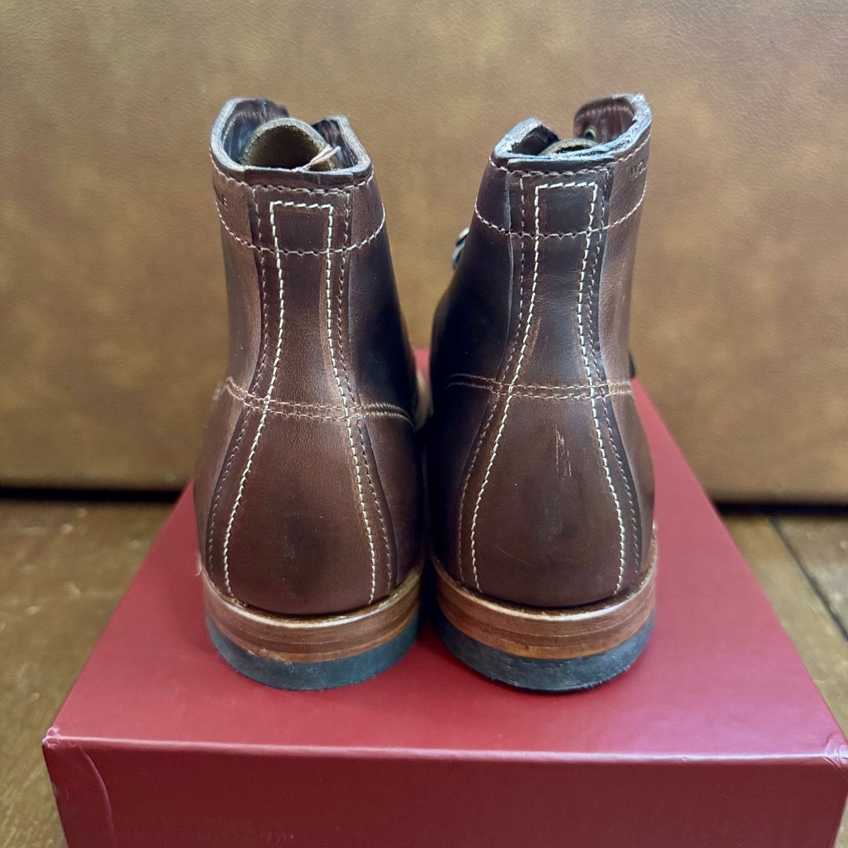 Photo by stinkypatina on March 19, 2026 of the Wolverine 1000 Mile Plain-Toe Boot in Horween Brown Chromexcel.