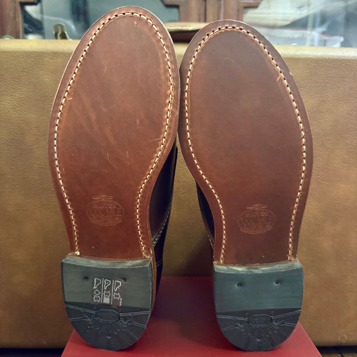 Photo by stinkypatina on March 19, 2026 of the Wolverine 1000 Mile Plain-Toe Boot in Horween Brown Chromexcel.