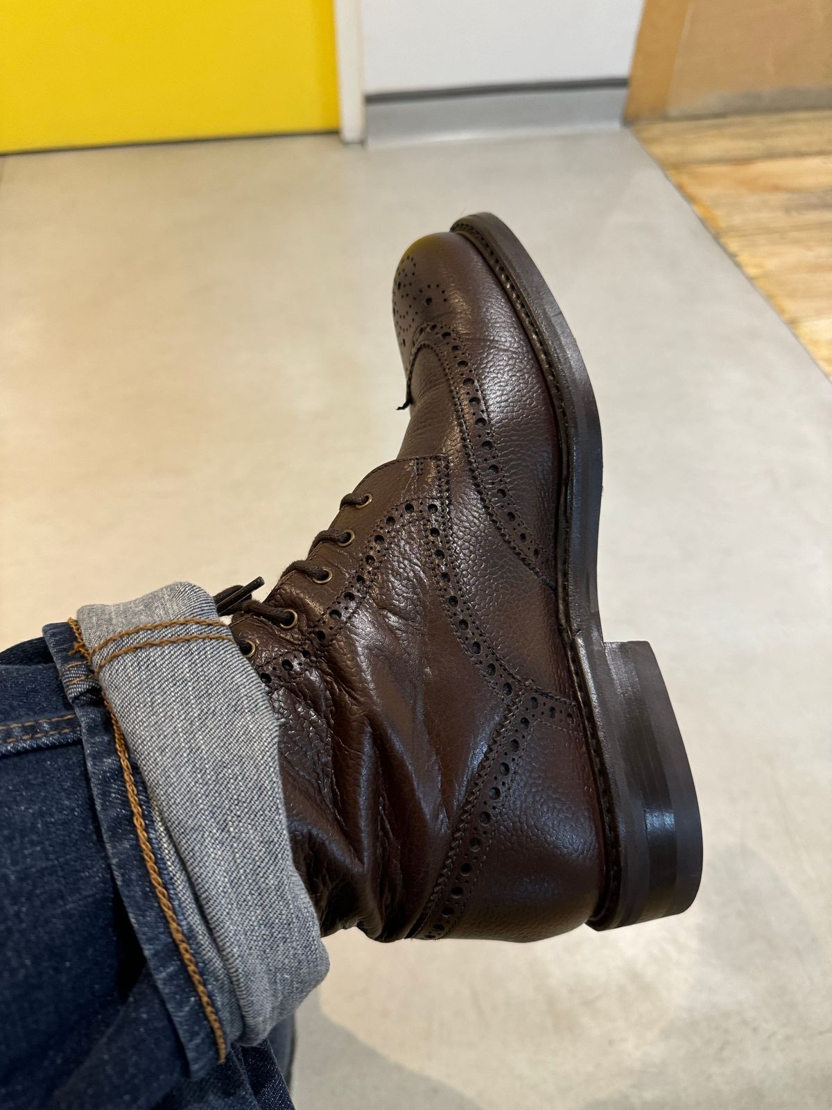 Photo by stinkypatina on July 12, 2024 of the NPS Shoes Heritage Grain Brogue in Walnut Grain & Calf.
