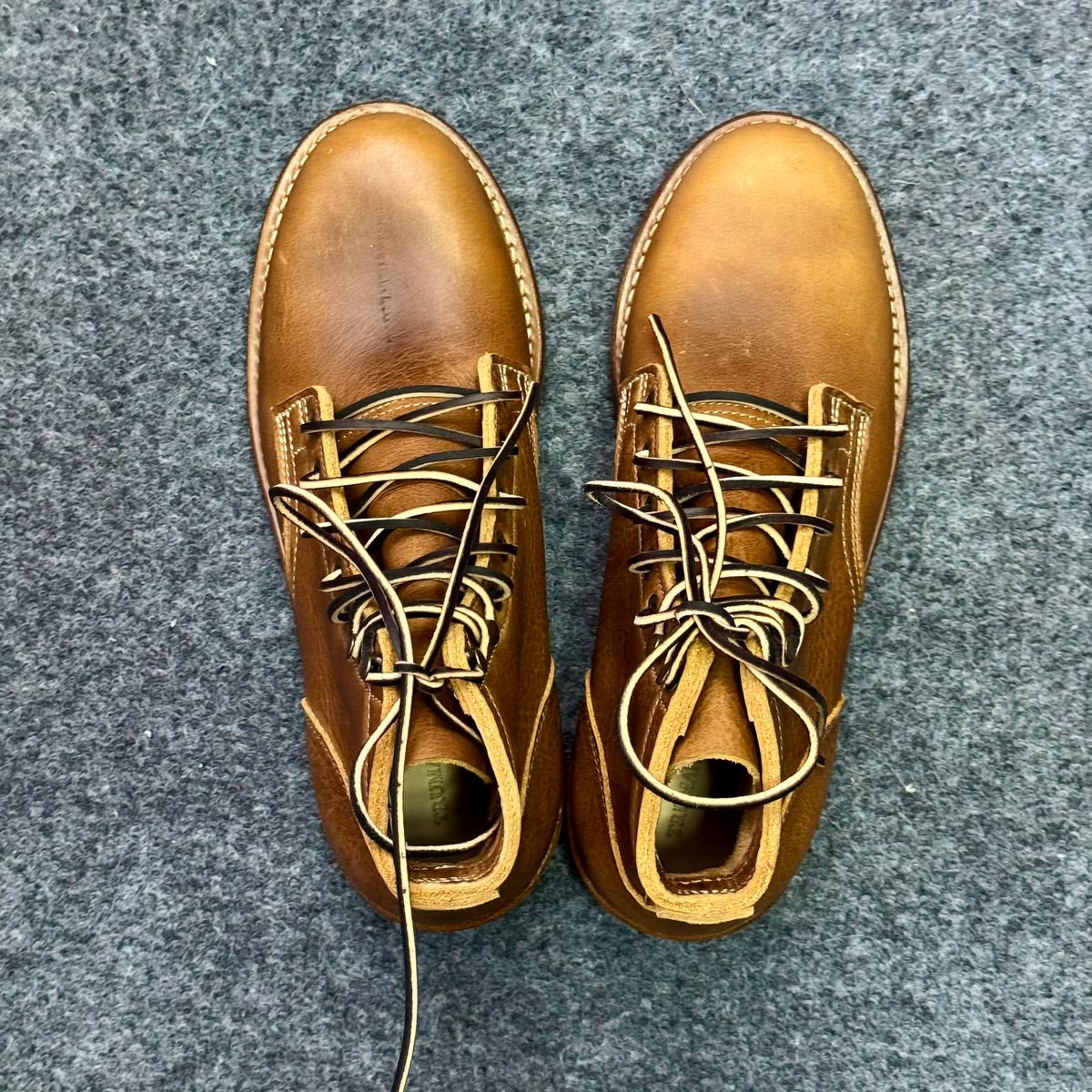 Photo by stinkypatina on November 27, 2025 of the Truman Plain Toe Boot in British Tan Grizzly.