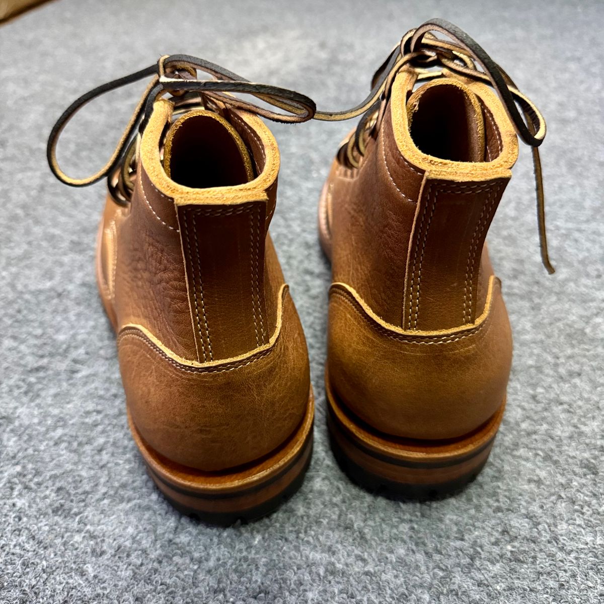 Photo by stinkypatina on November 27, 2025 of the Truman Plain Toe Boot in British Tan Grizzly.