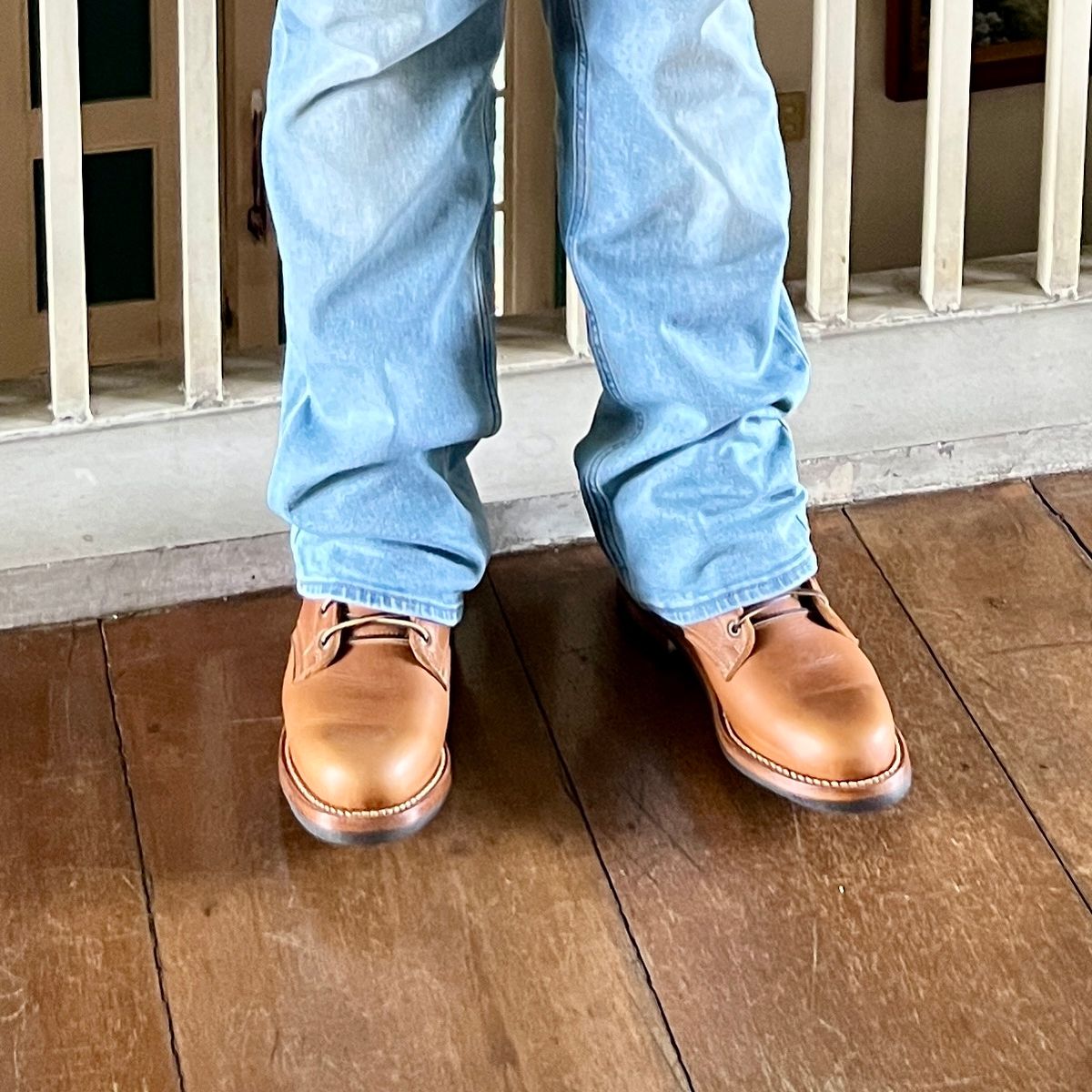 Photo by stinkypatina on December 5, 2025 of the Truman Plain Toe Boot in British Tan Grizzly.