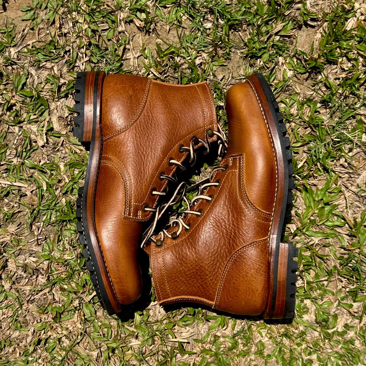 Photo by stinkypatina on April 16, 2026 of the Truman Plain Toe Boot in British Tan Grizzly.