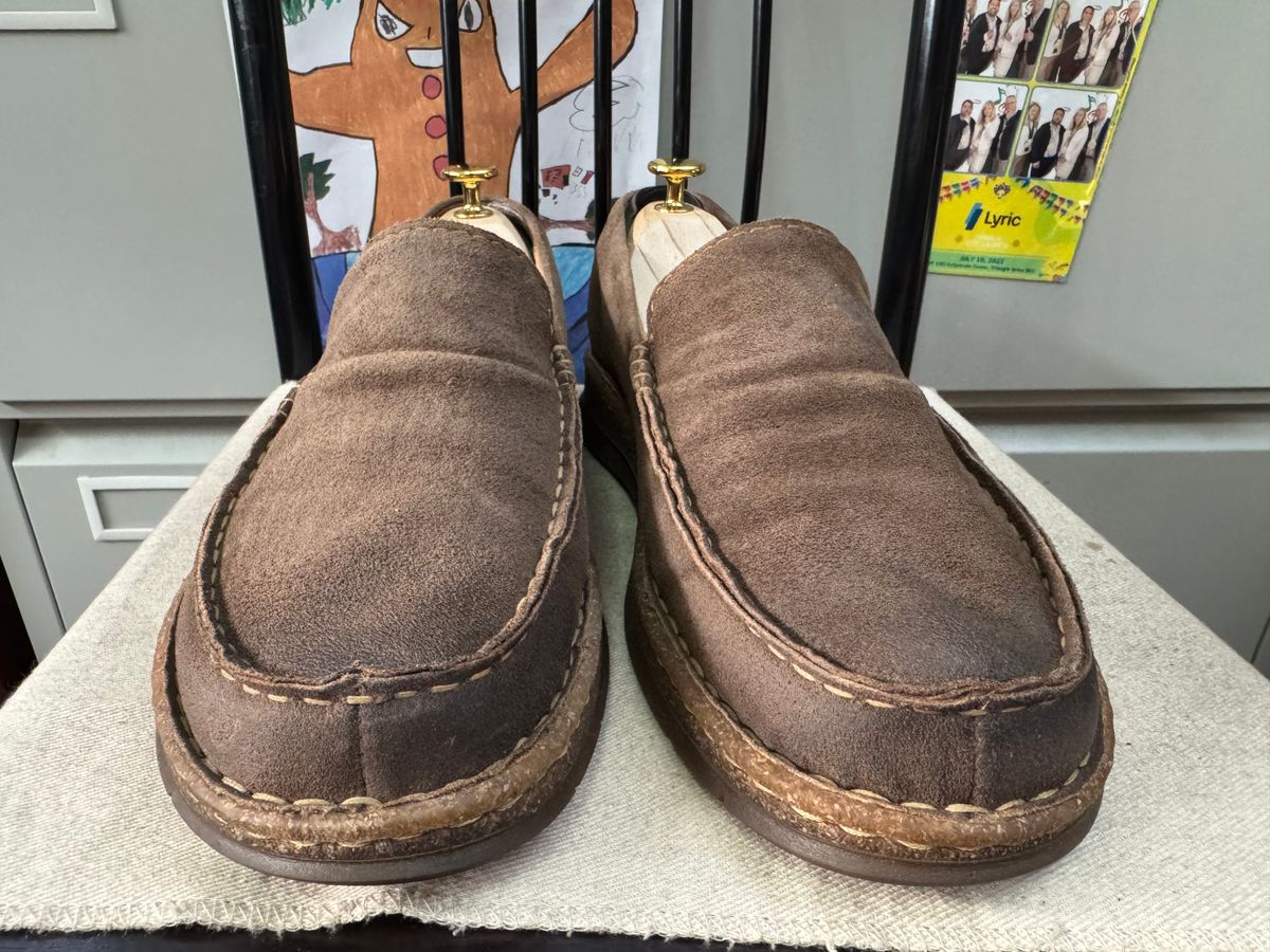 Photo by stinkypatina on May 2, 2025 of the Born Baylor Distressed Loafers in Suede.