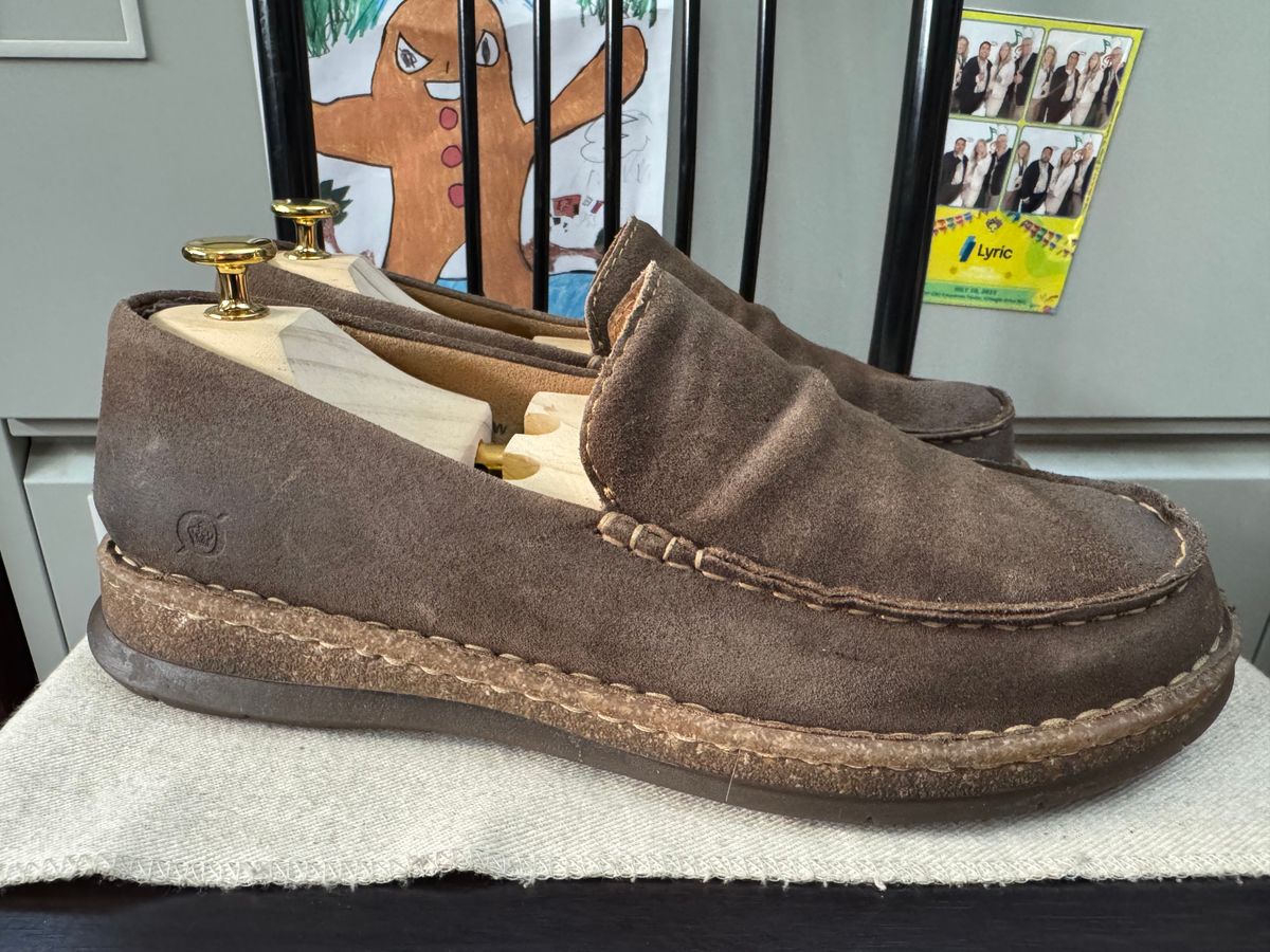 Photo by stinkypatina on May 2, 2025 of the Born Baylor Distressed Loafers in Suede.