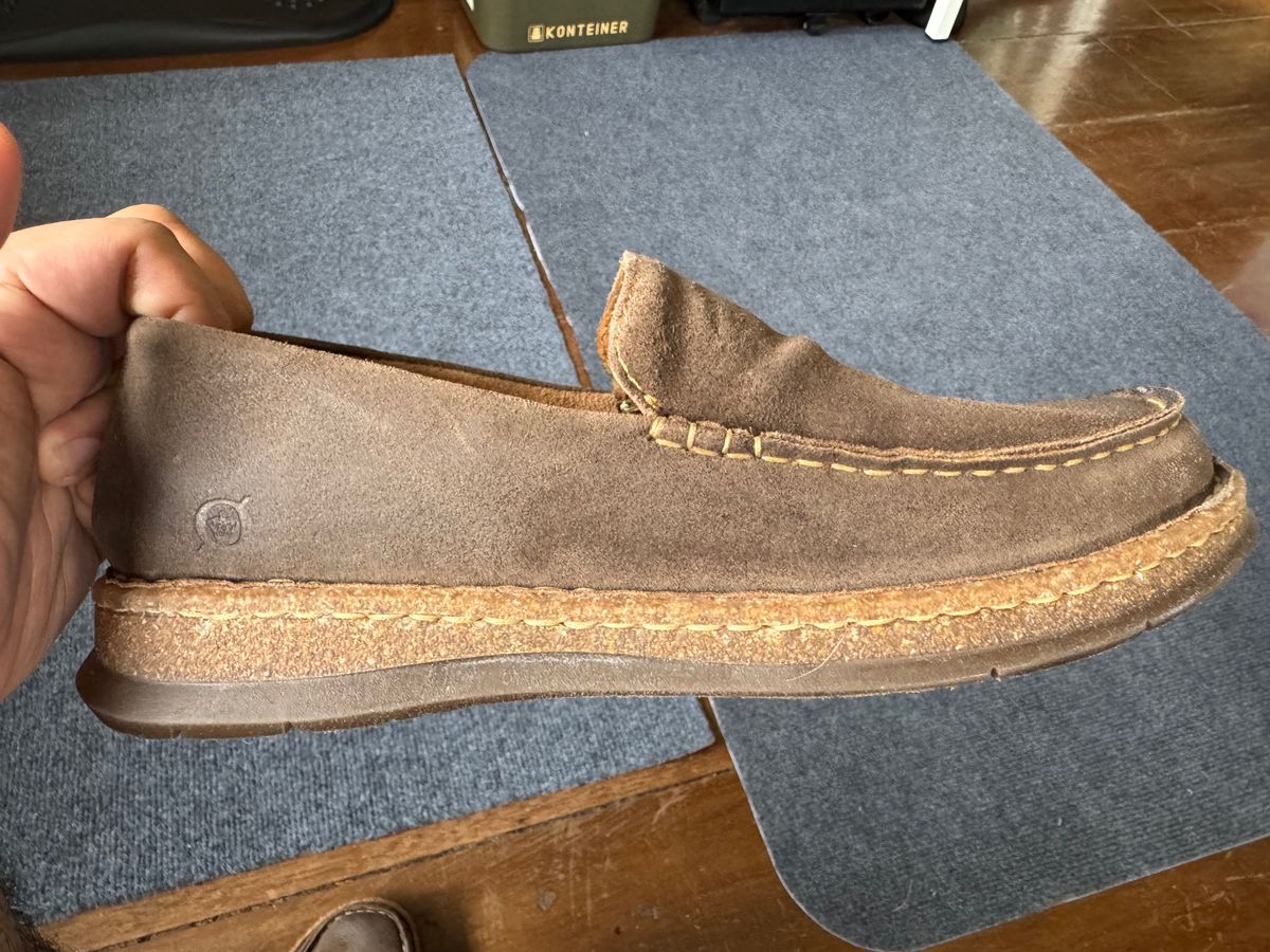 Photo by stinkypatina on March 27, 2025 of the Born Baylor Distressed Loafers in Suede.