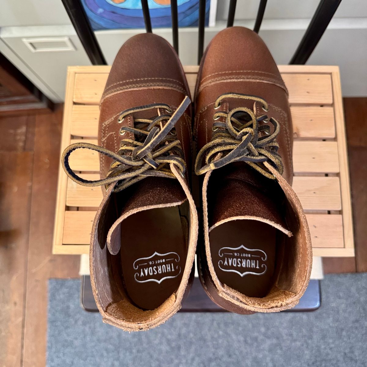 Photo by stinkypatina on October 1, 2025 of the Thursday Vanguard in Horween Natural Waxed Roughout.